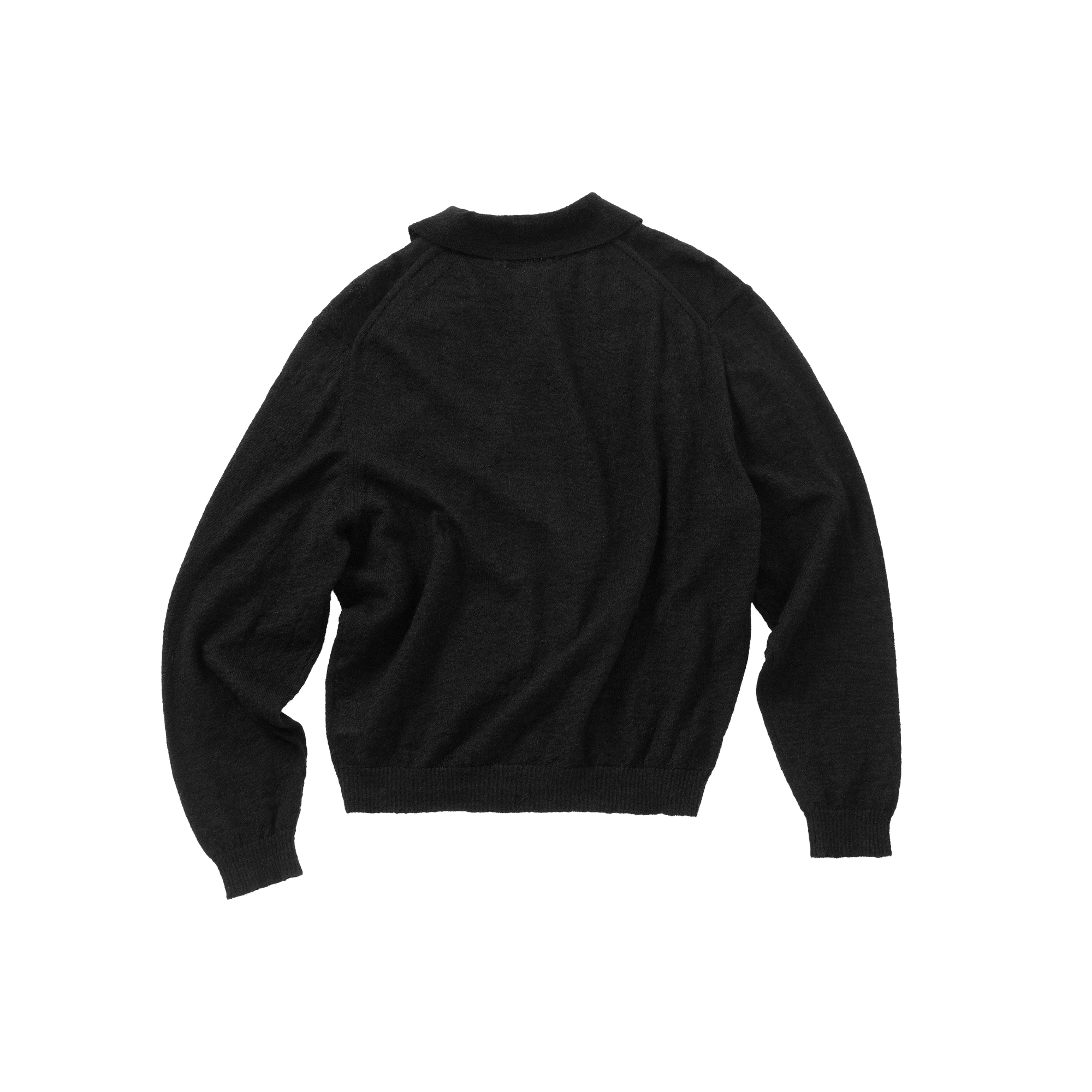 Black Wool Blend Collared Sweater