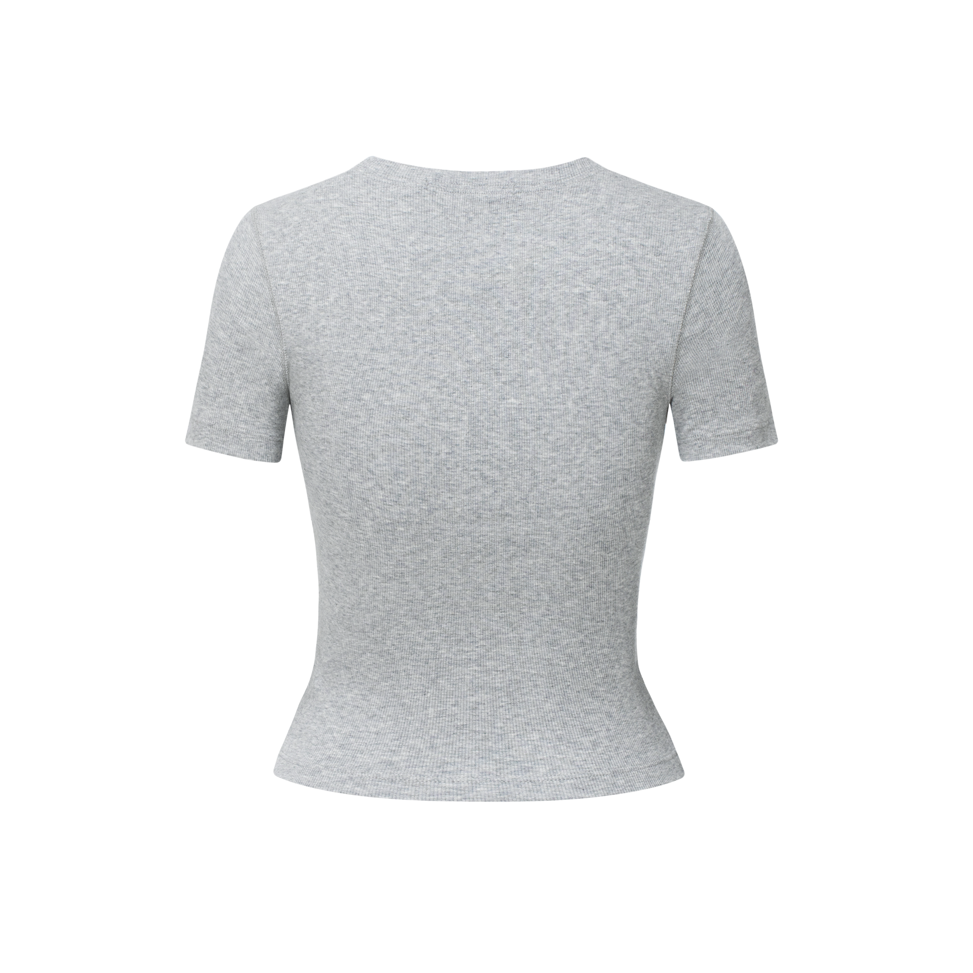 Grey Vertical Stripe Texture Cotton Stretch Short-sleeved T-shirt