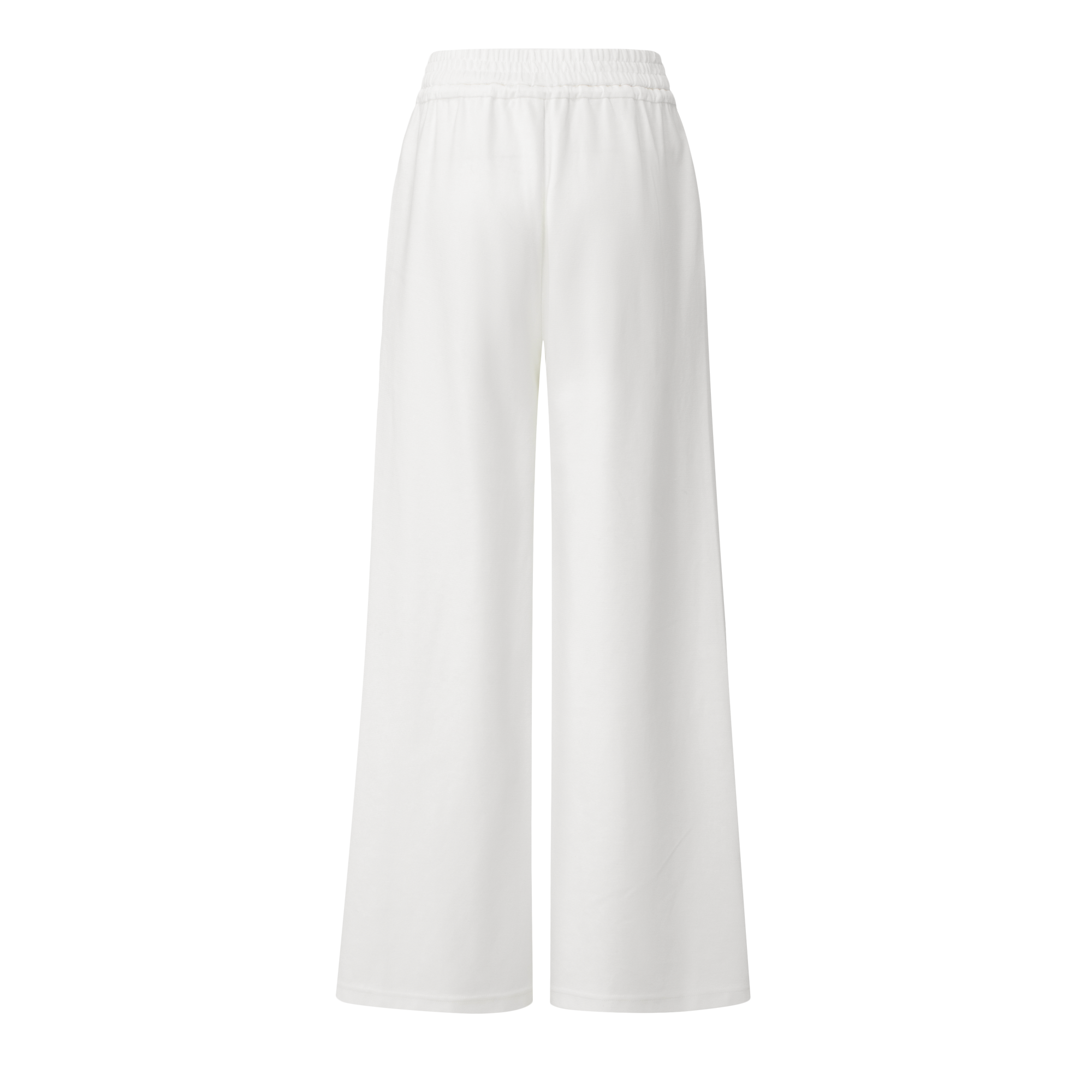 White Button Elastic Waist Curved Texture Casual Sweatpants