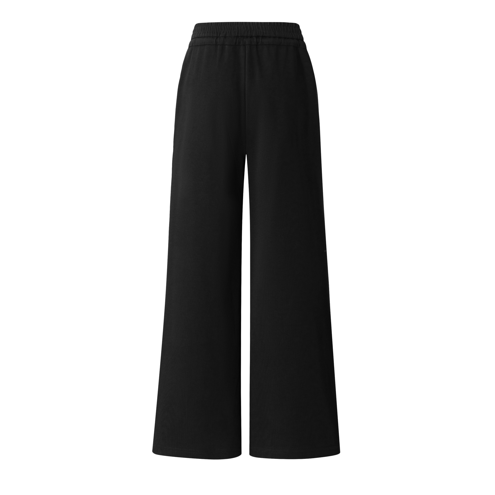 Black Button Elastic Waist Curved Texture Casual Sweatpants