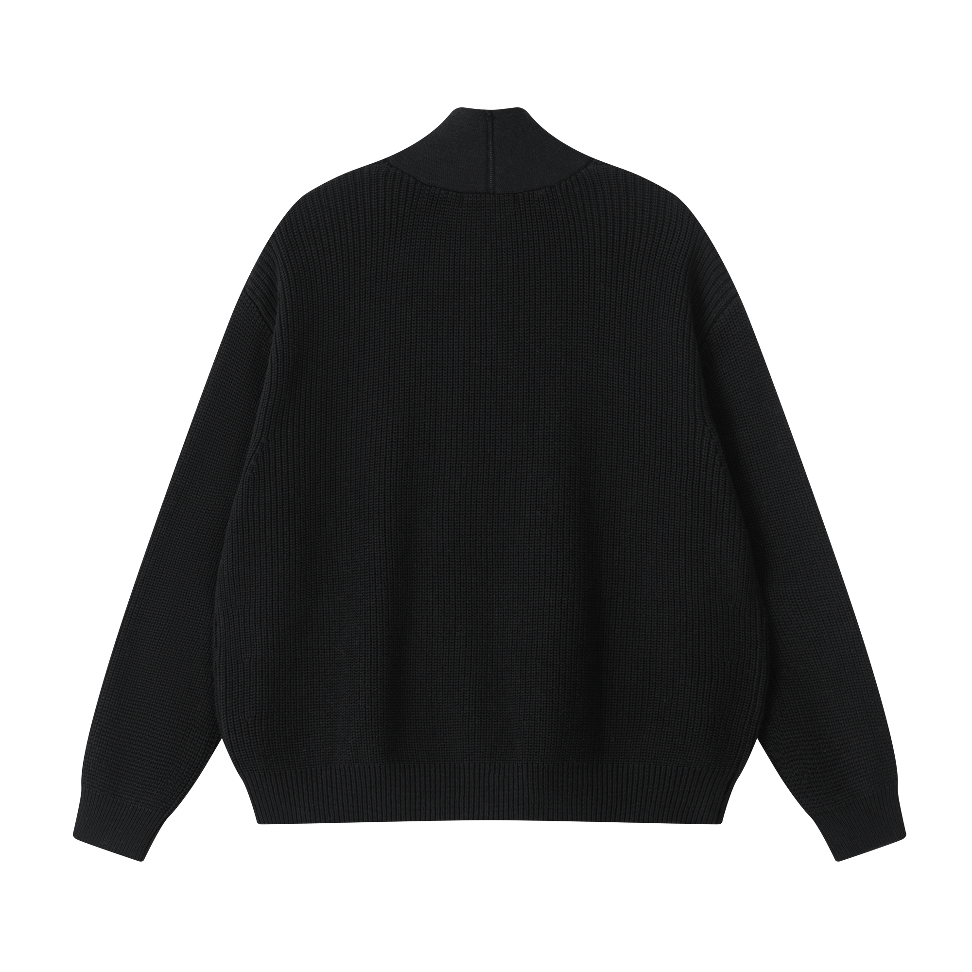 Black Diagonal Button V-Neck Cardigan Sweater Jacket