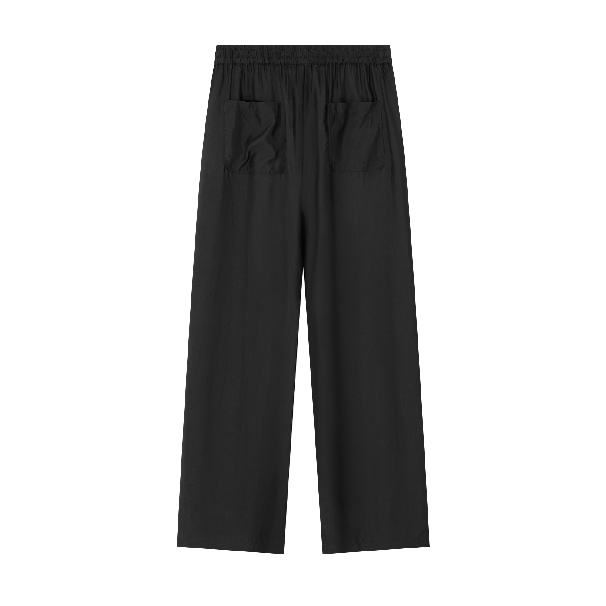 Black Matte Cupro Silk Slim Straight Leg Trousers