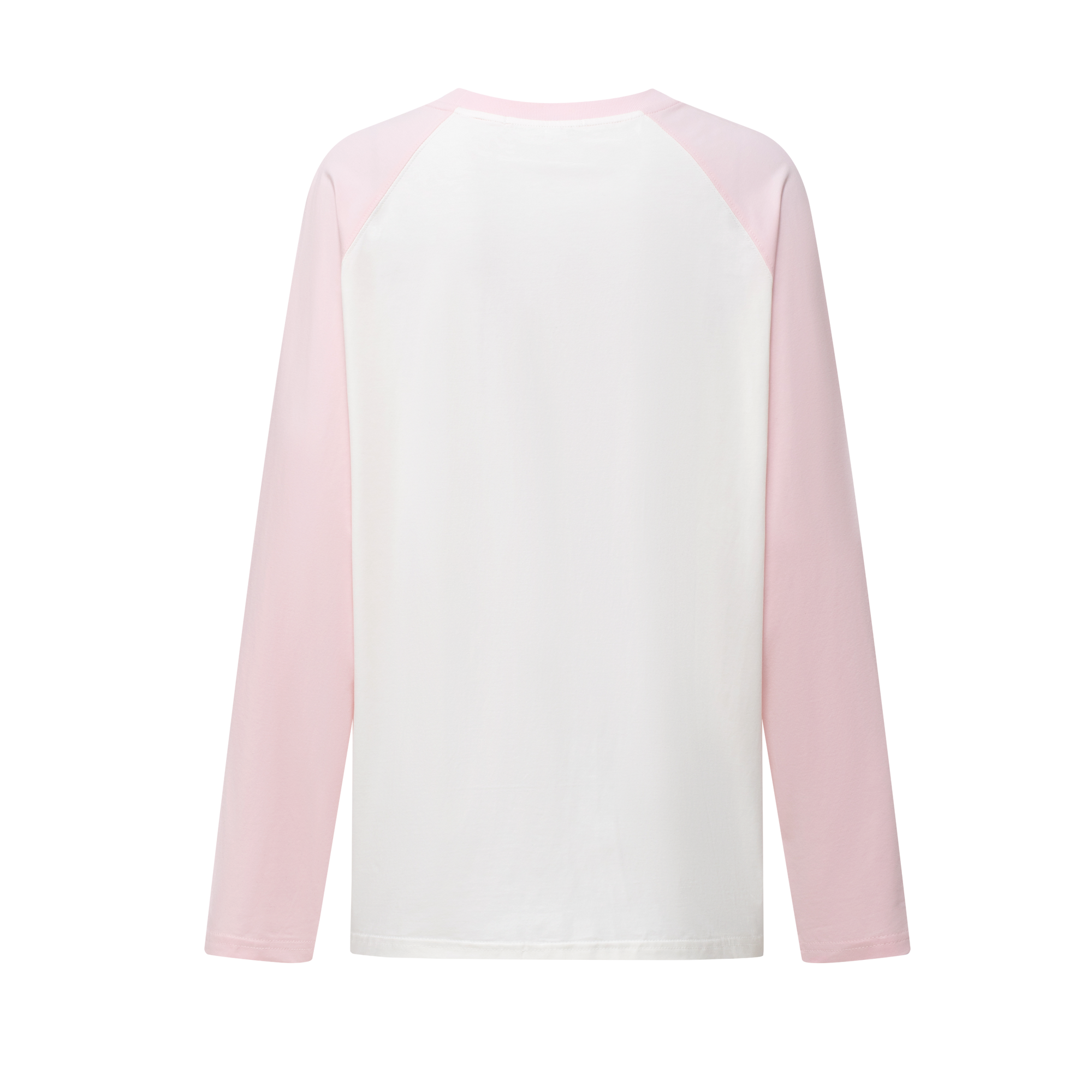 Pink Fun Print Contrast Raglan Long Sleeves