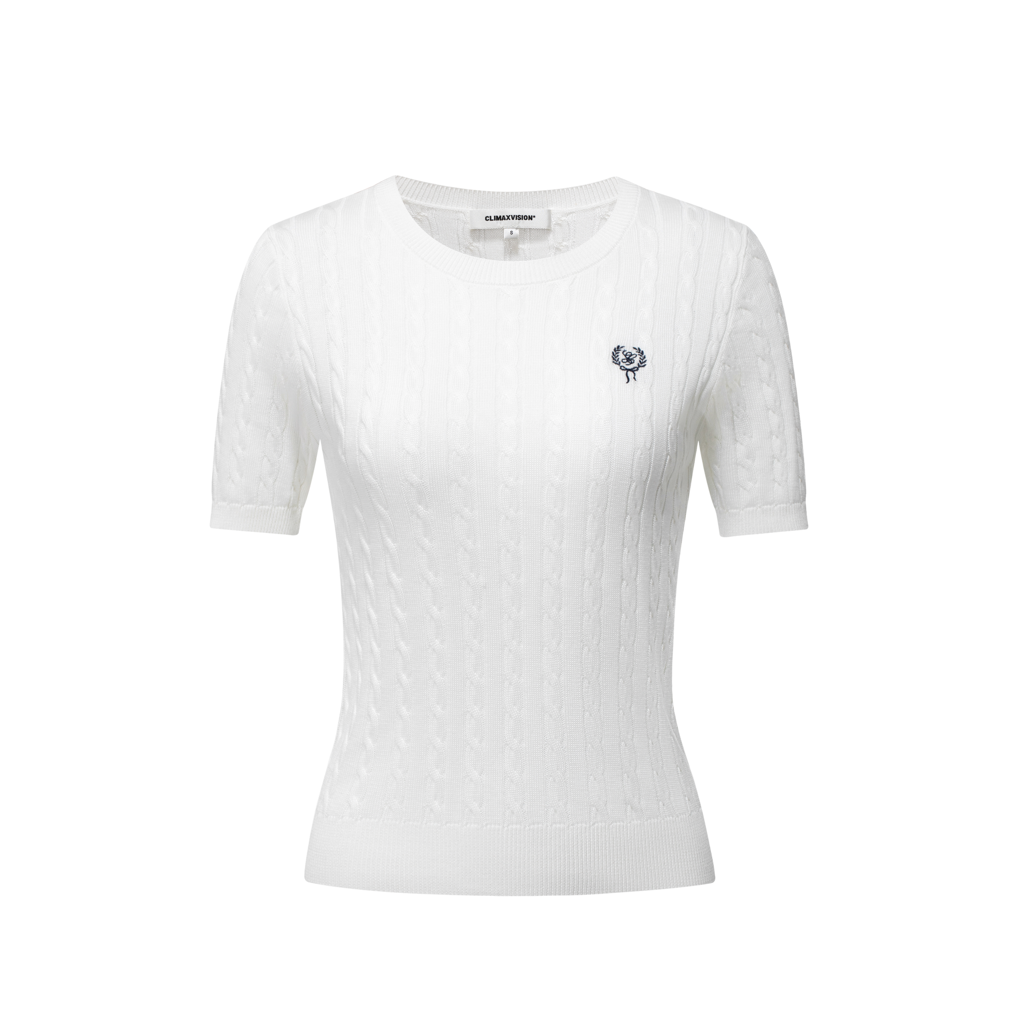 Moonlight white knitted round neck short sleeves