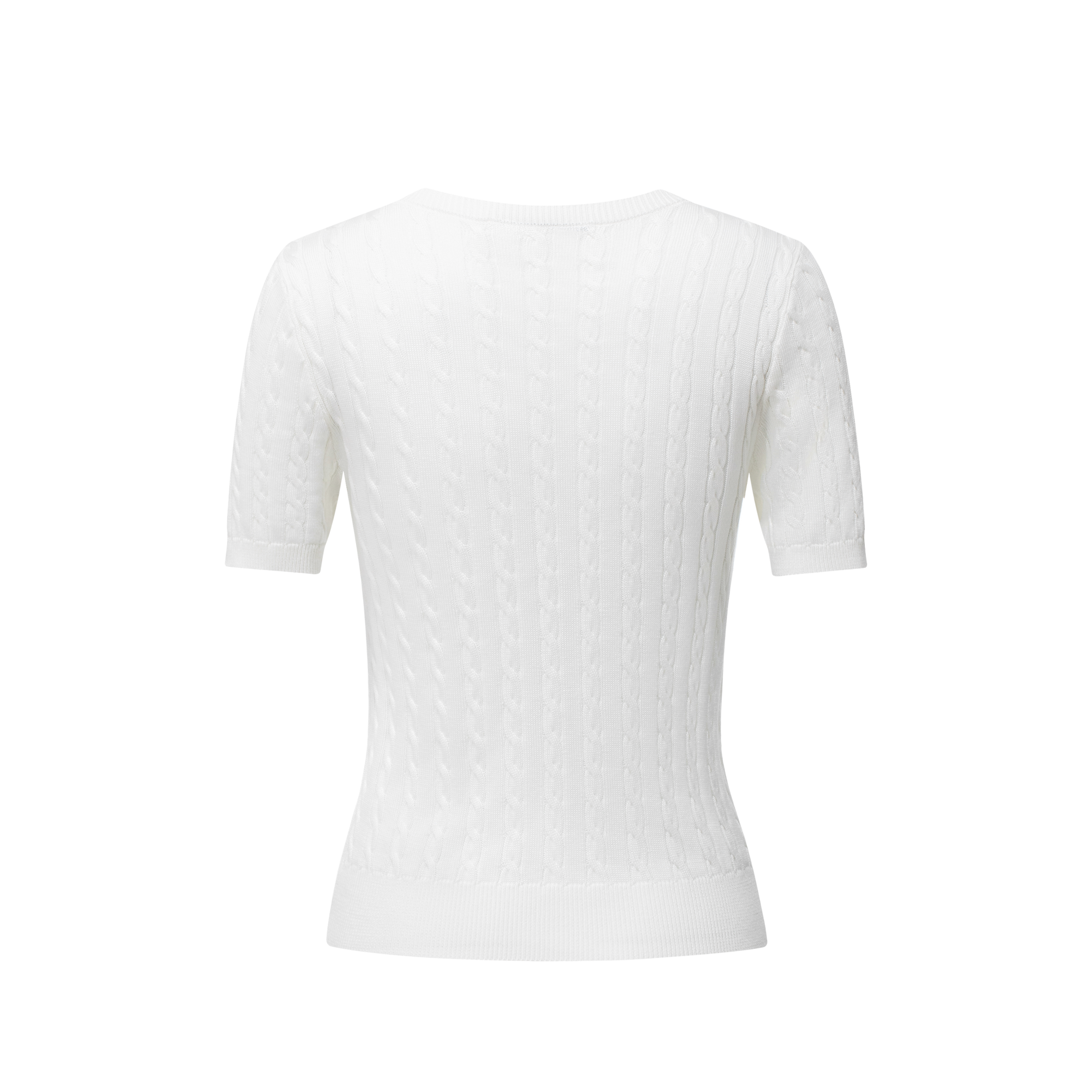Moonlight white knitted round neck short sleeves