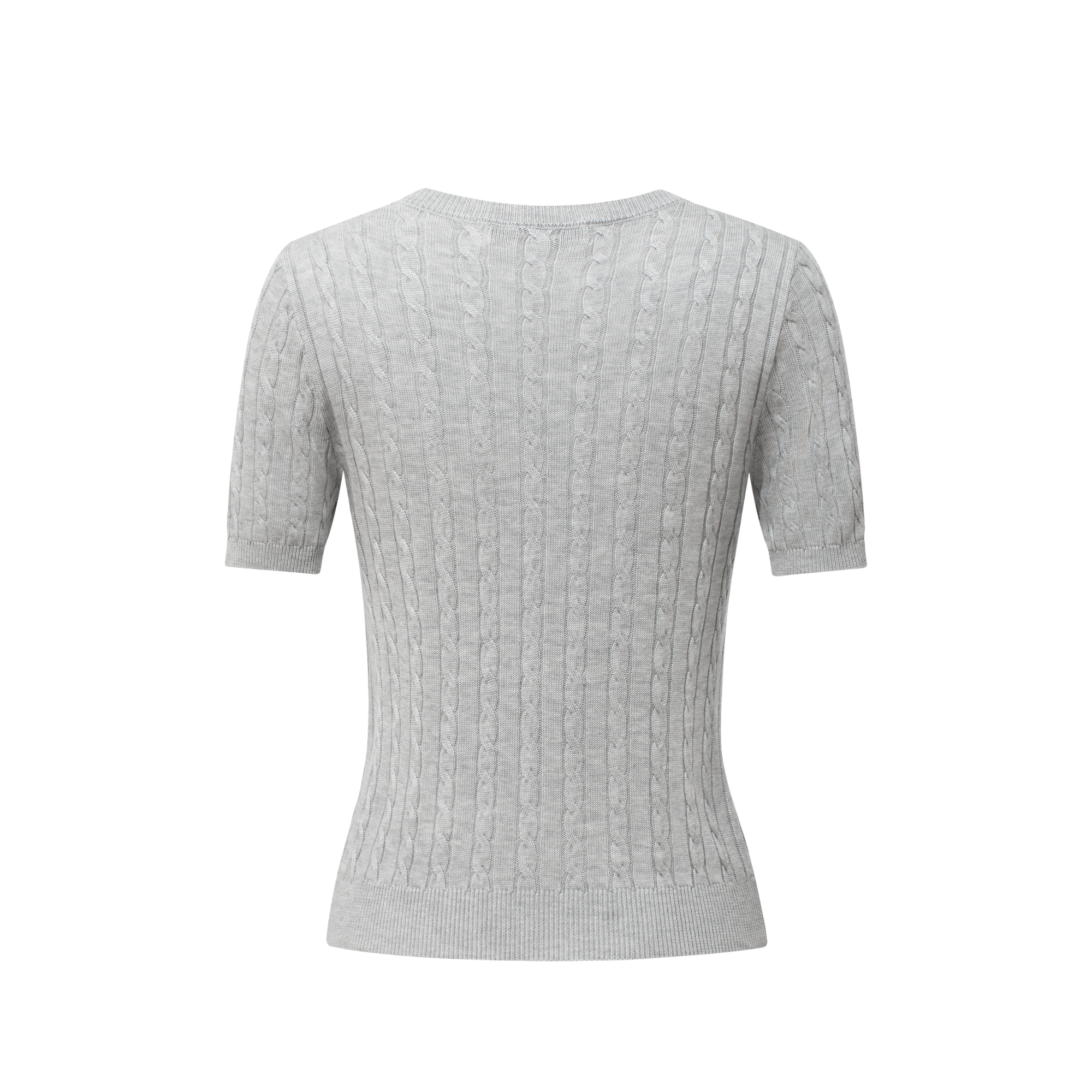 Light grey knitted crew neck short sleeves