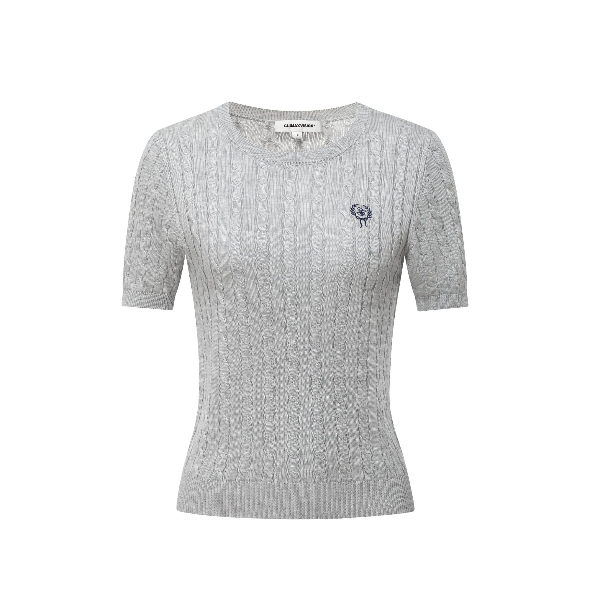 Light grey knitted crew neck short sleeves