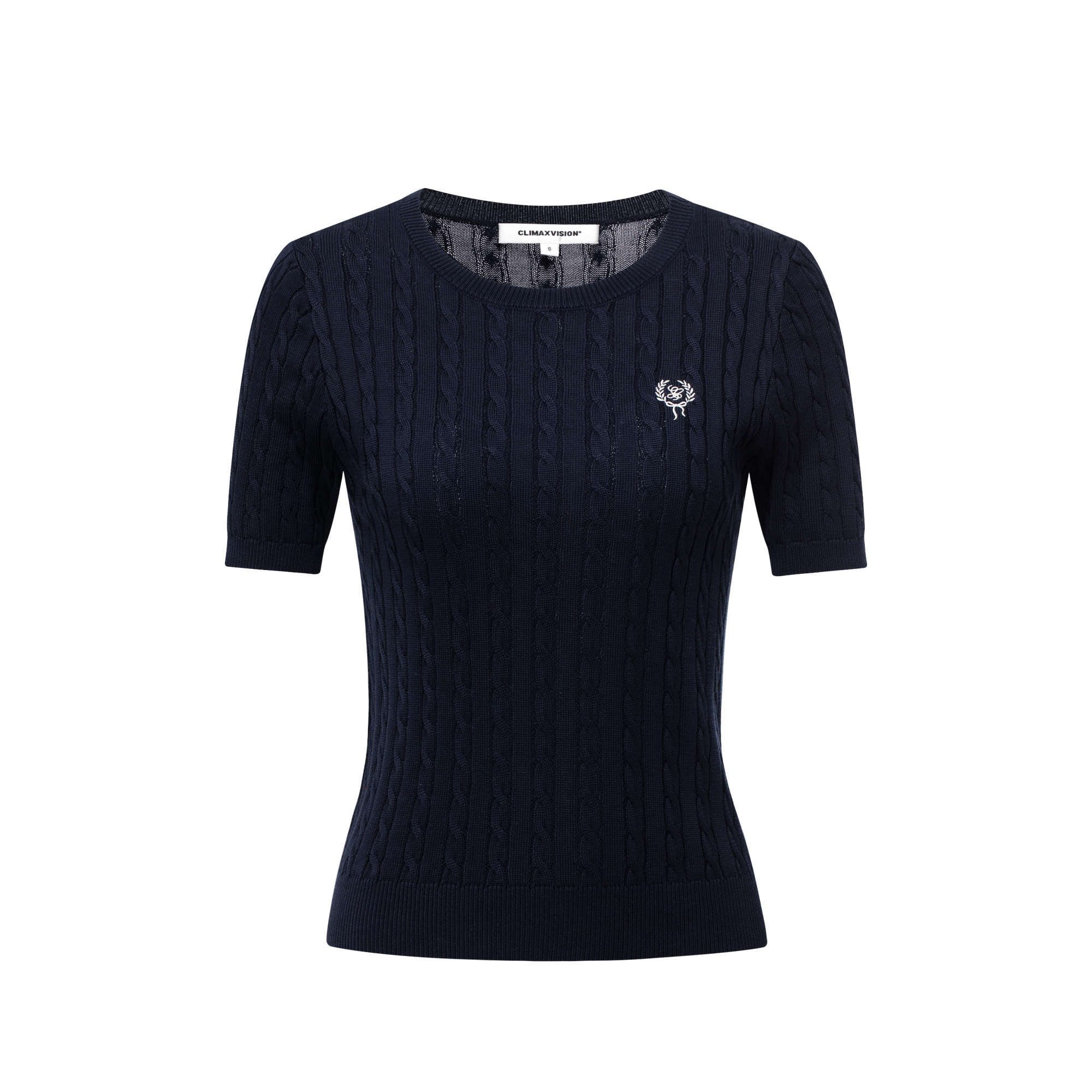 Navy Knitted Crew Neck Short Sleeves