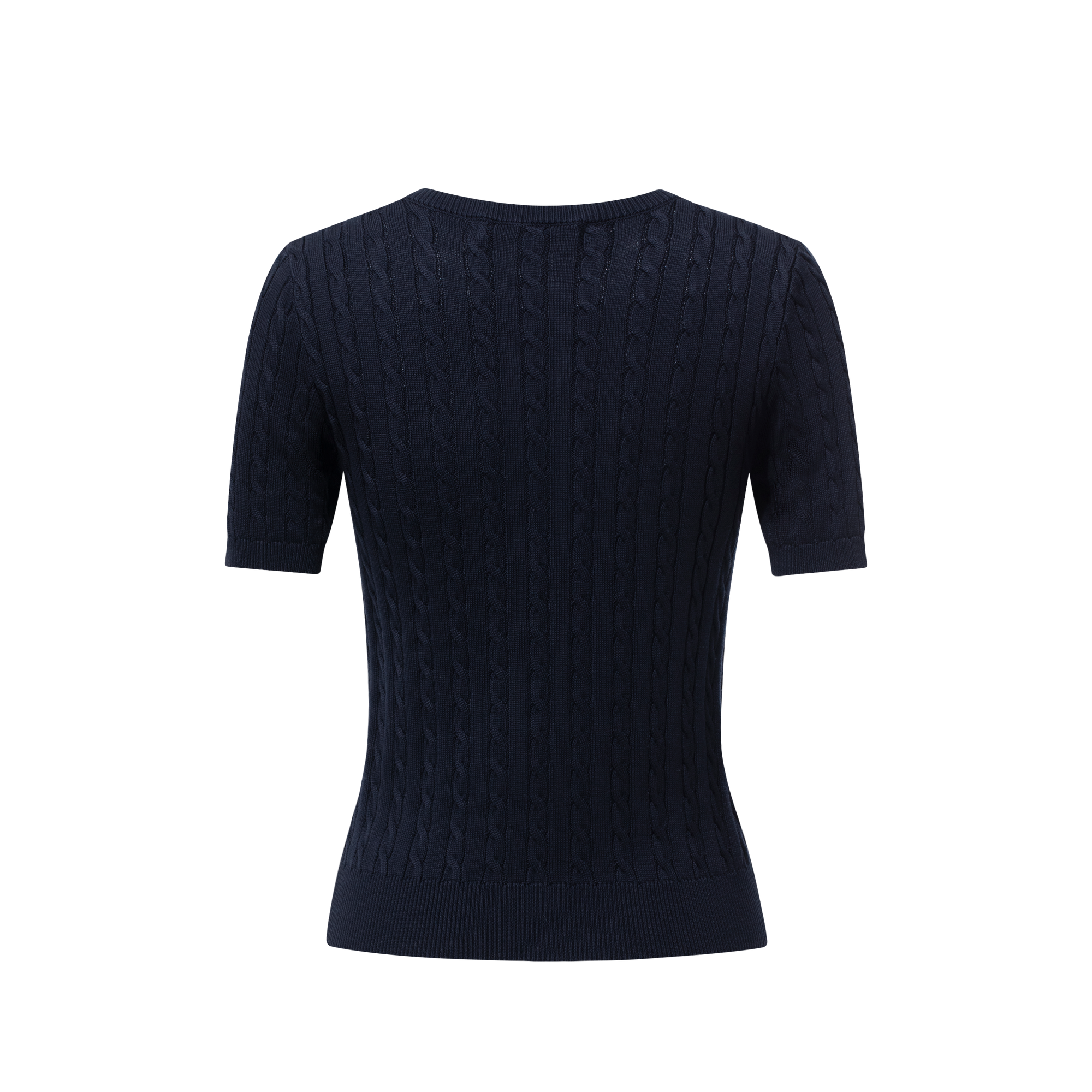 Navy Knitted Crew Neck Short Sleeves