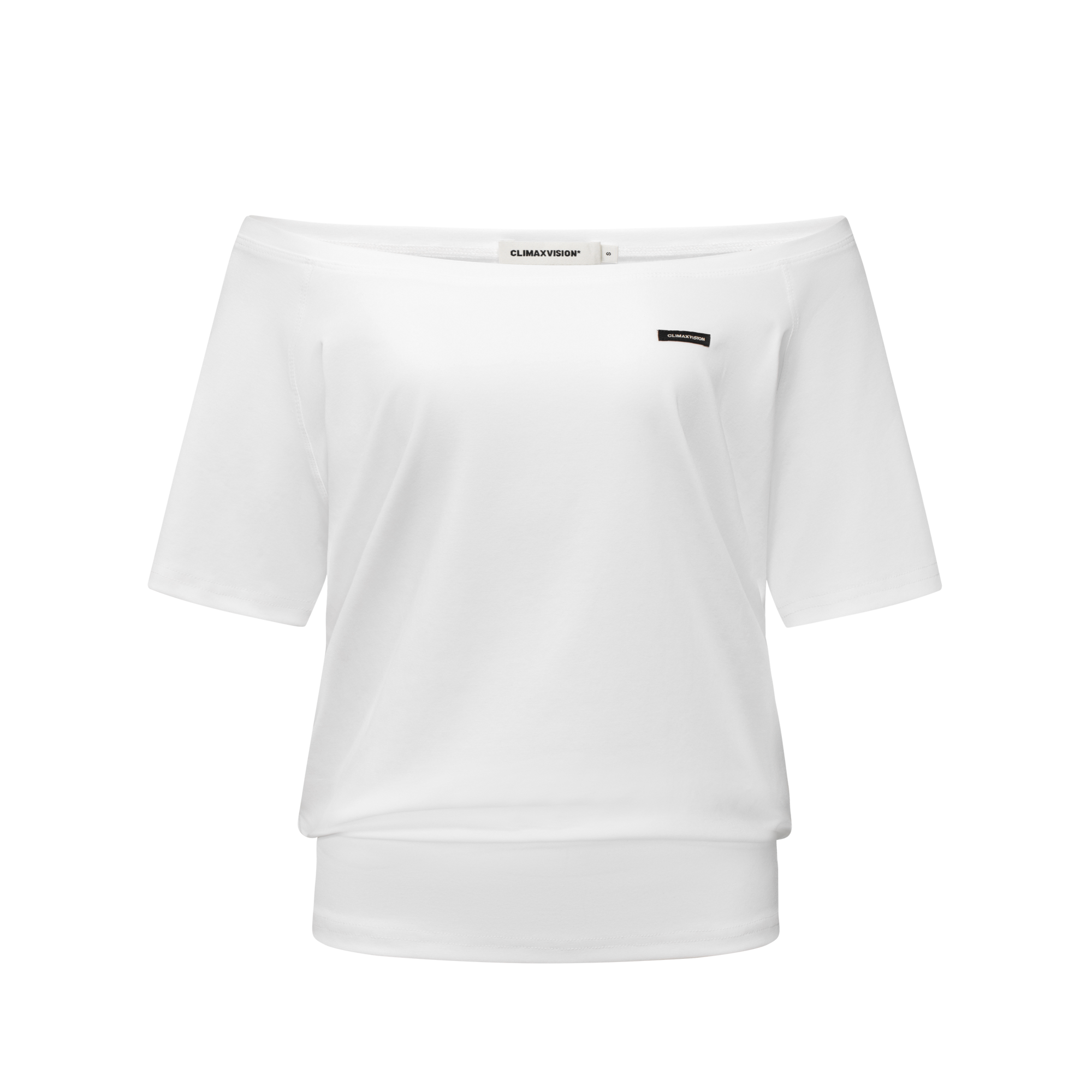 White off-shoulder stacked short sleeves