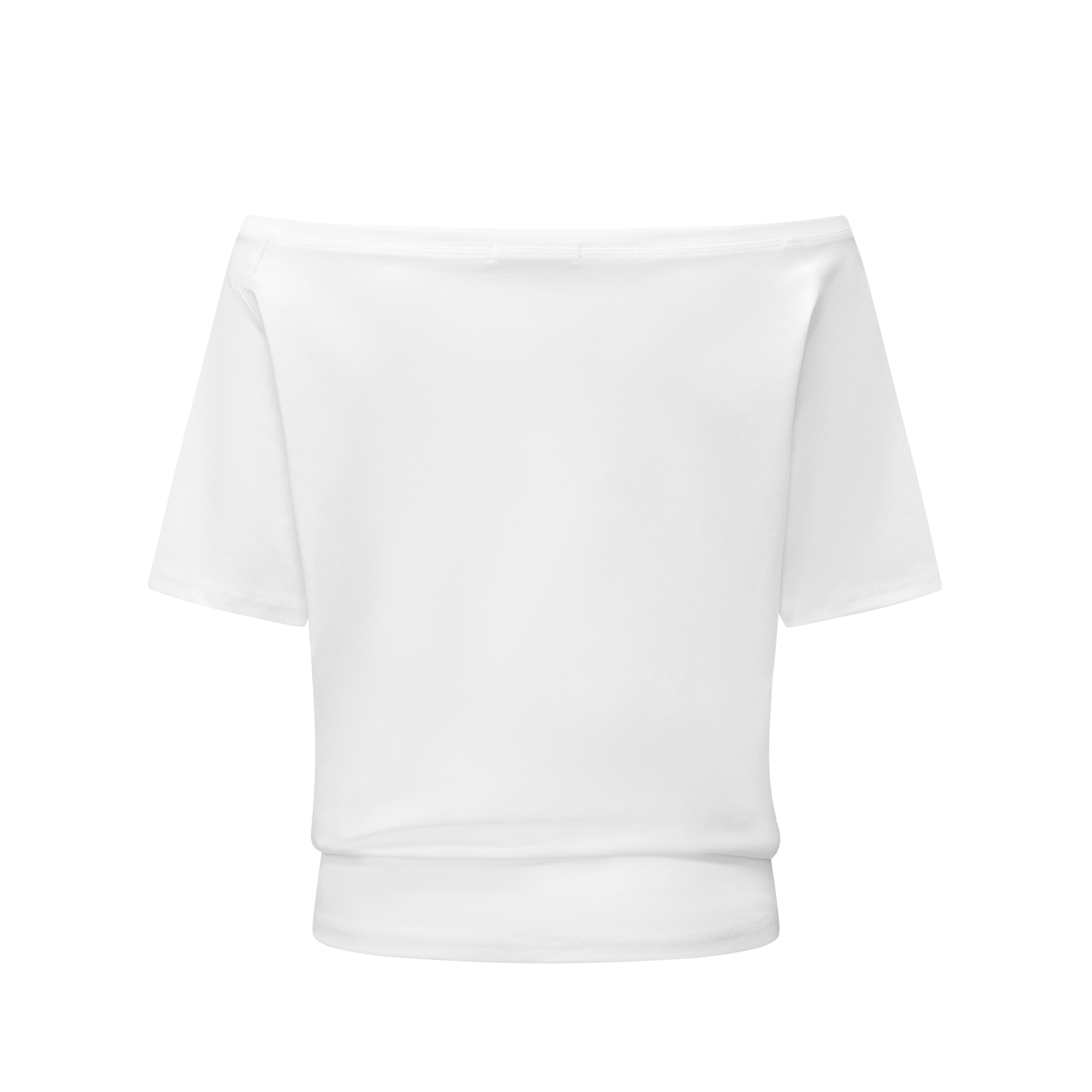 White off-shoulder stacked short sleeves