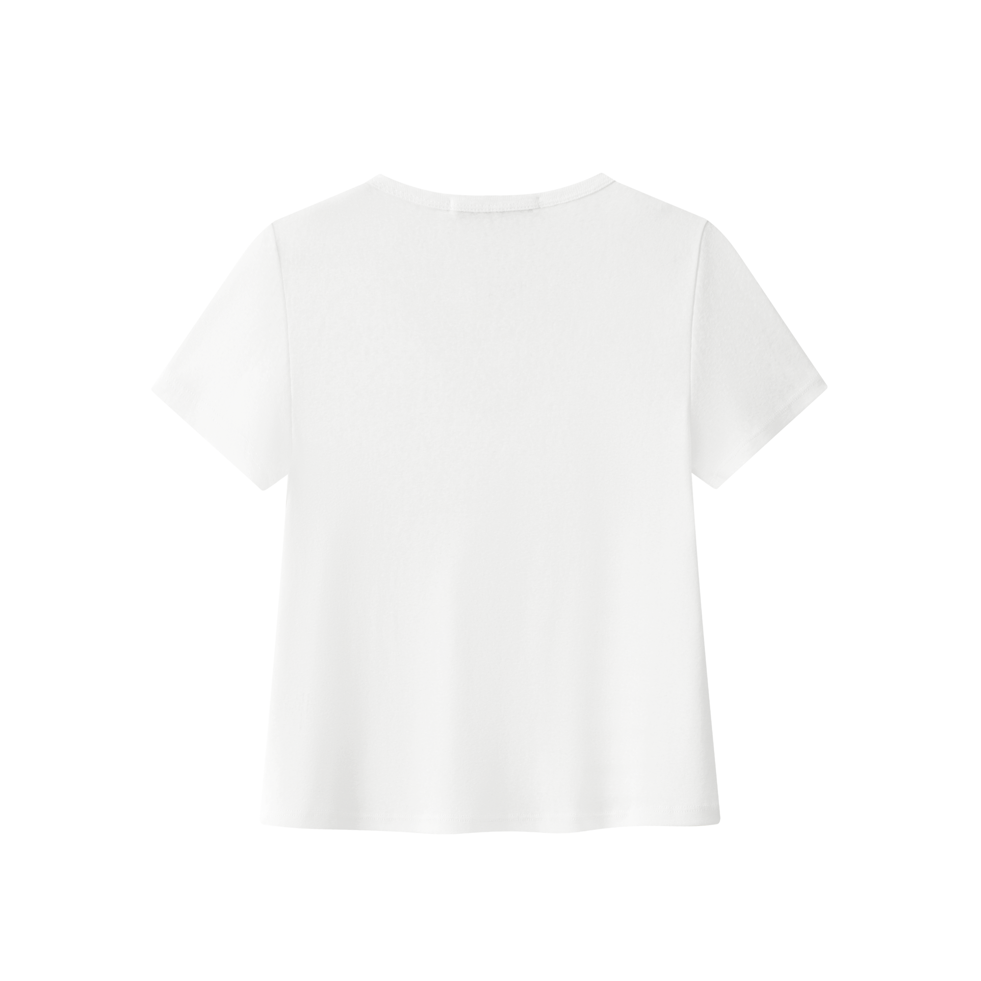 White Linen-Cotton Blend V-Neck Short-Sleeve T-Shirt