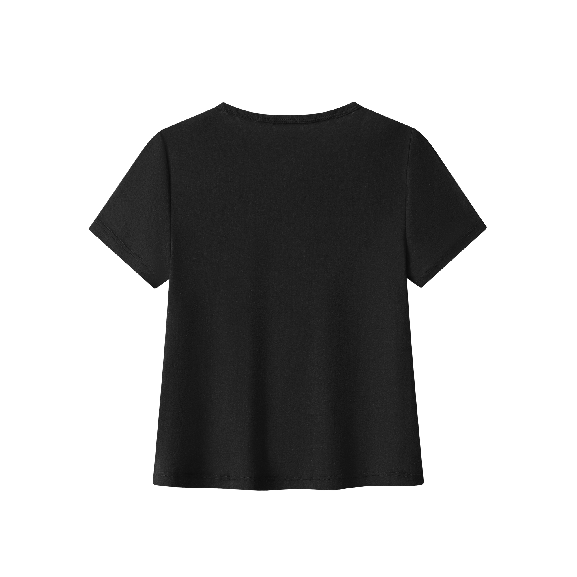 Black Linen-Cotton Blend V-Neck Short-Sleeve T-Shirt