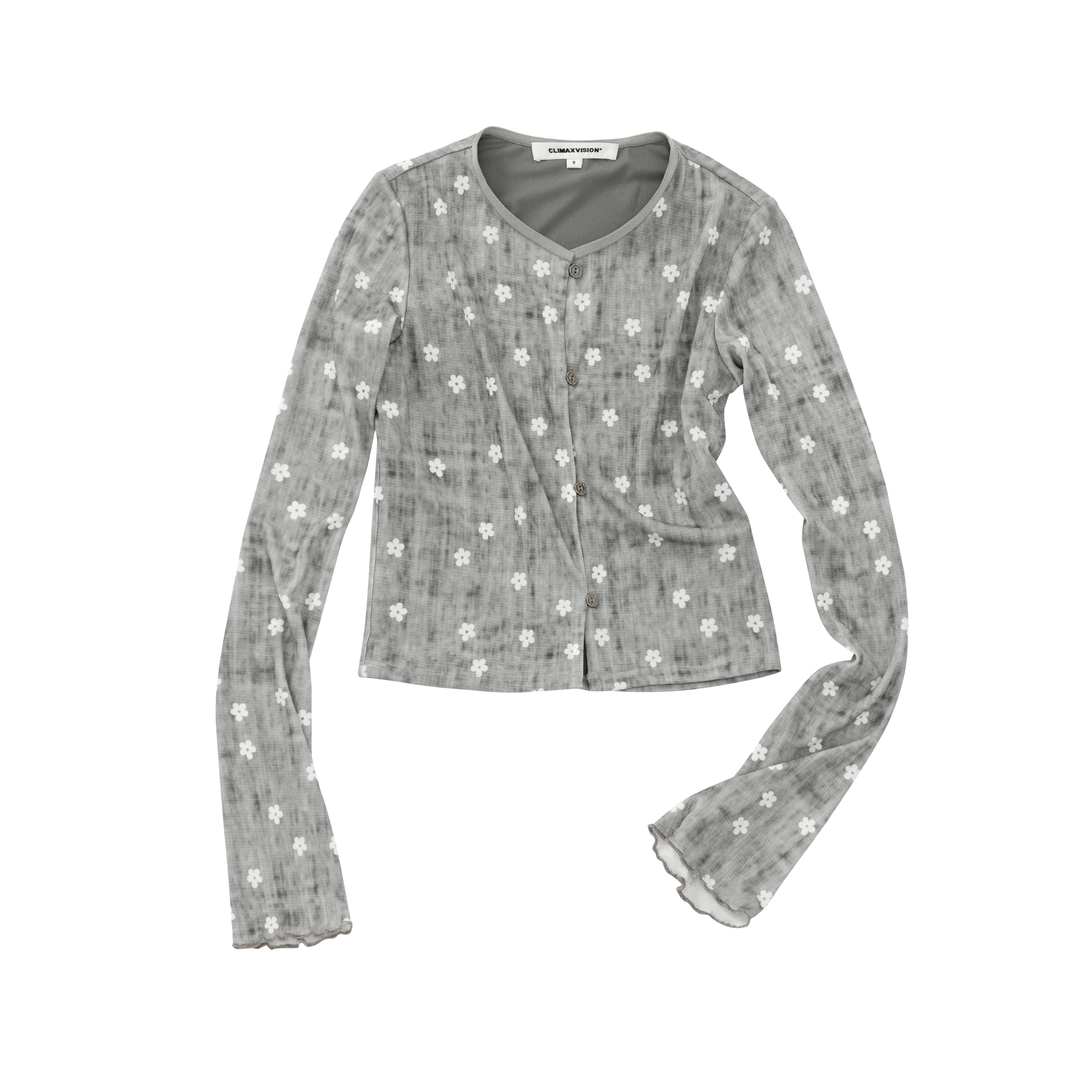 Grey Faux Acetate Piqué Textured Knit Cardigan