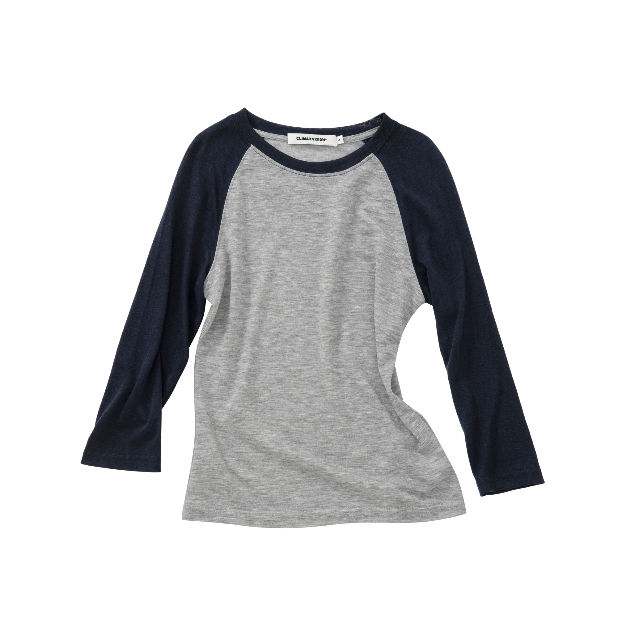 Navy Blue Lyocell Color Block Three-Quarter Sleeve T-Shirt