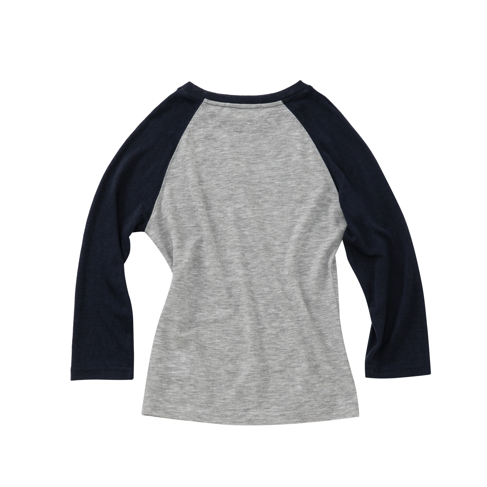 Navy Blue Lyocell Color Block Three-Quarter Sleeve T-Shirt