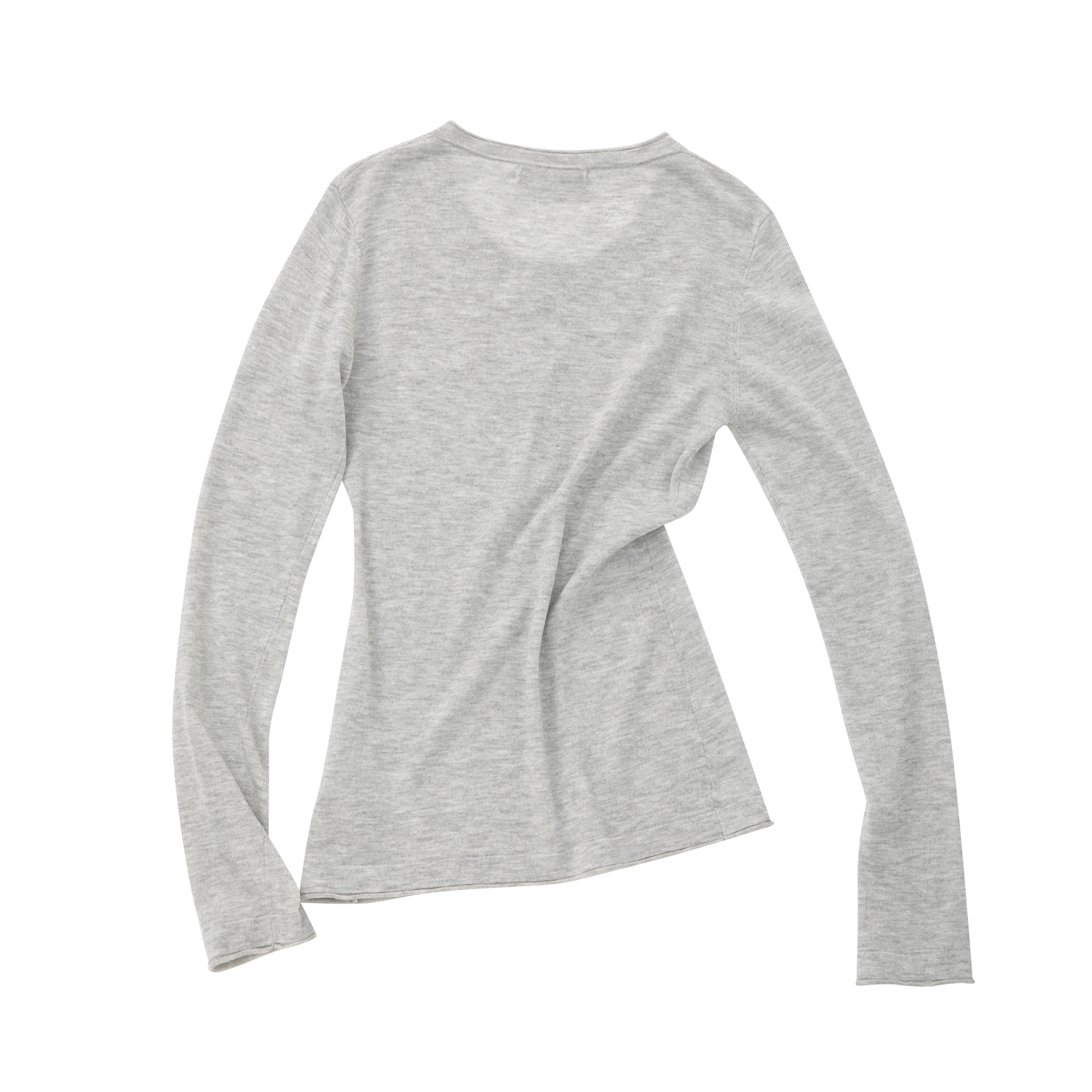 Grey Rolled-Edge Tencel Linen Knit Sweater