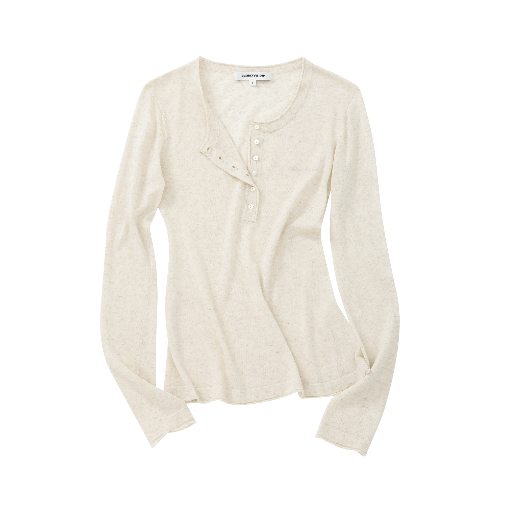 Oatmeal-colored Rolled-edge Tencel Linen Knit Sweater