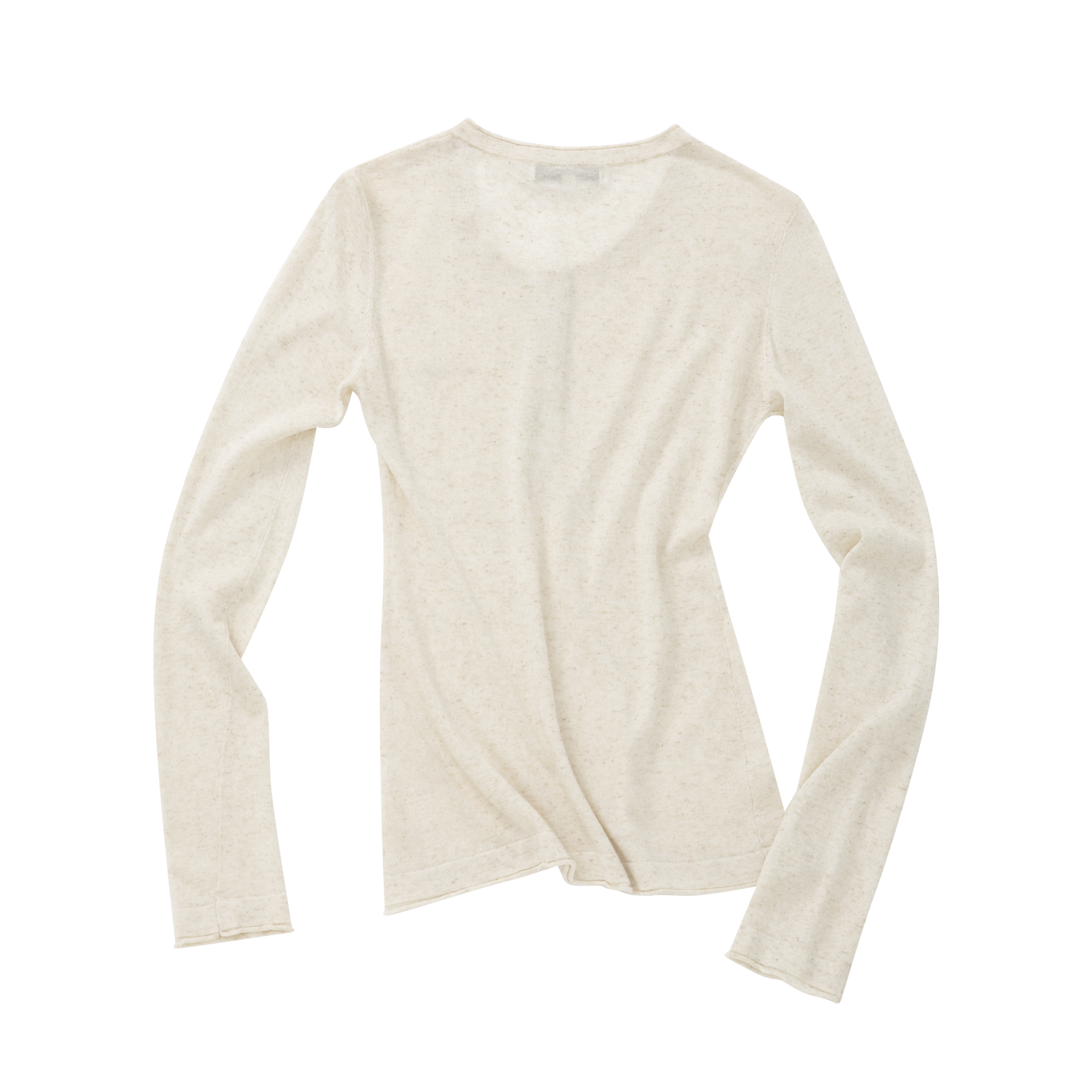 Oatmeal-colored Rolled-edge Tencel Linen Knit Sweater
