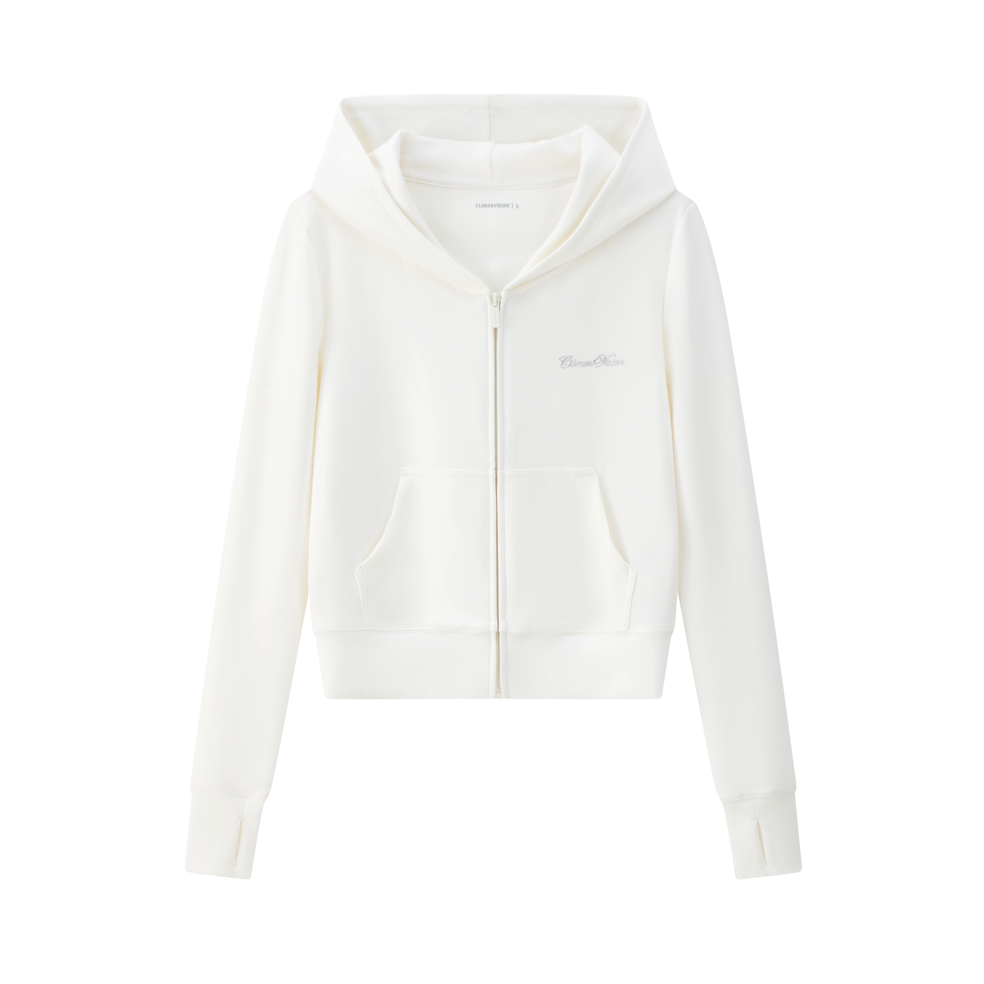 White Airy Short Hooded Sweatshirt