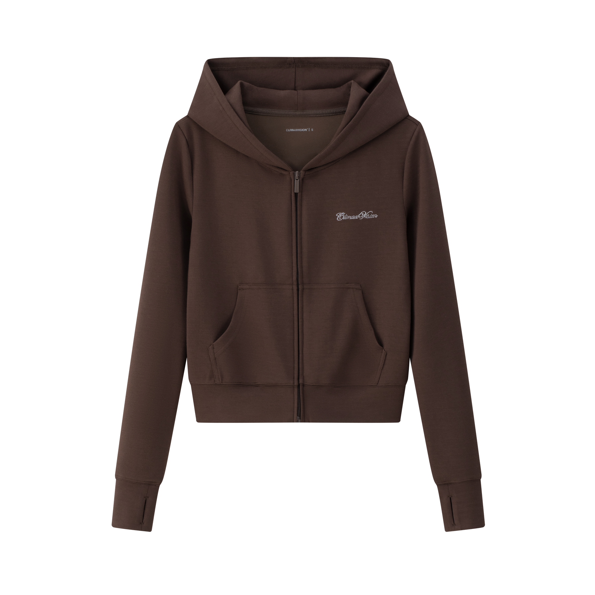 Brown Airy Cropped Hooded Sweatshirt