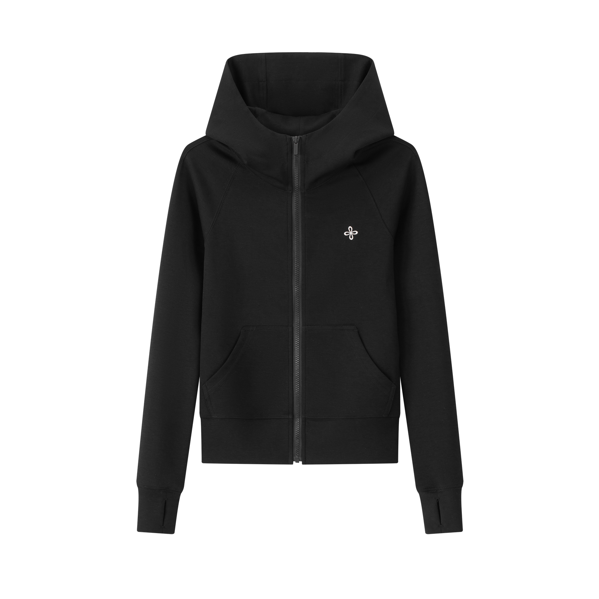 Black Cross Cloud-Style Slim Fit Hooded Jacket