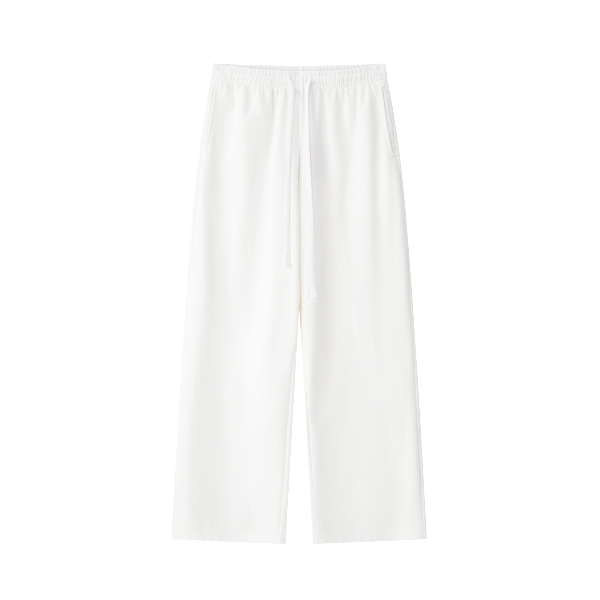 White Low-Rise Drawstring Straight-Leg Sweatpants