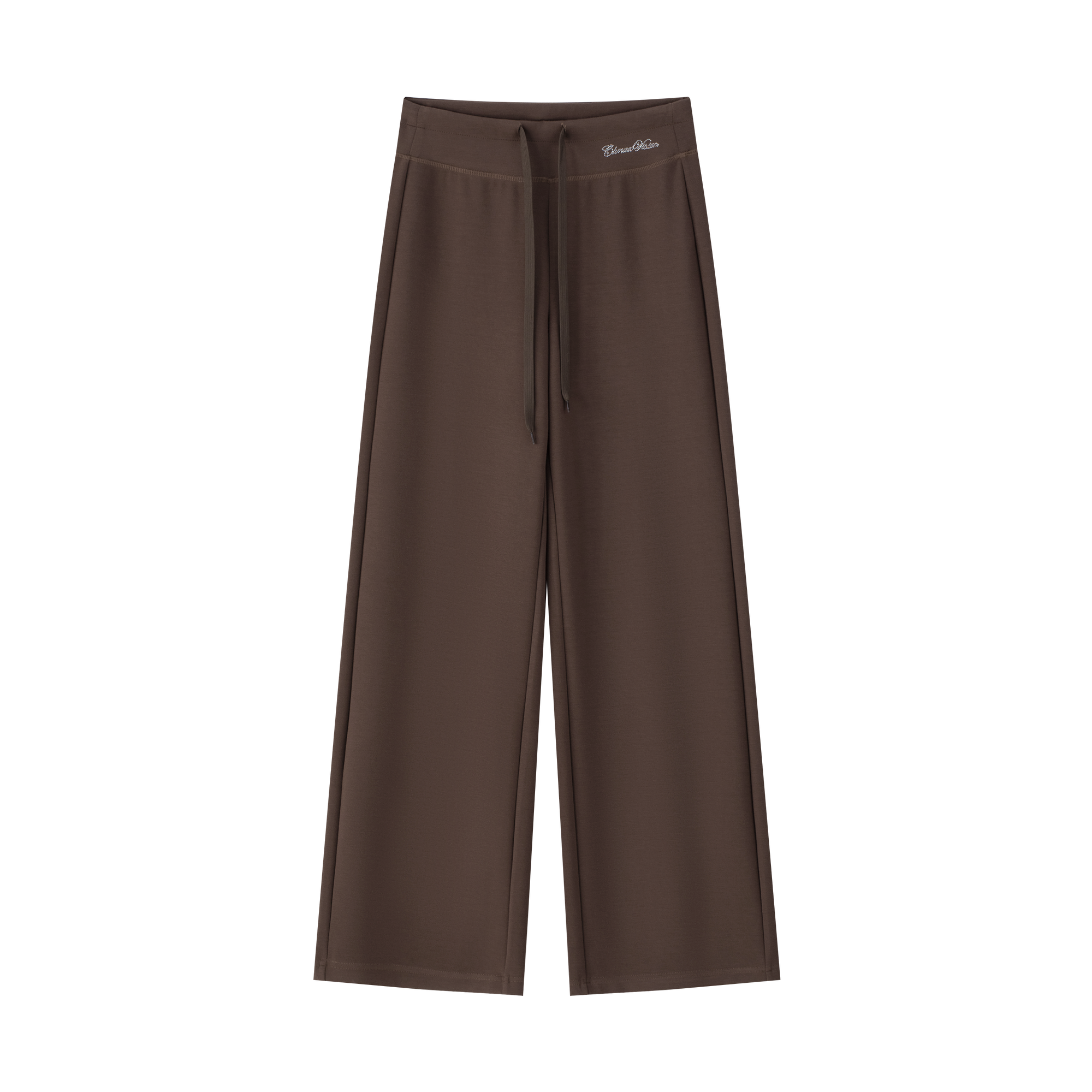 Brown Airy Wide Waist Straight Leg Trousers