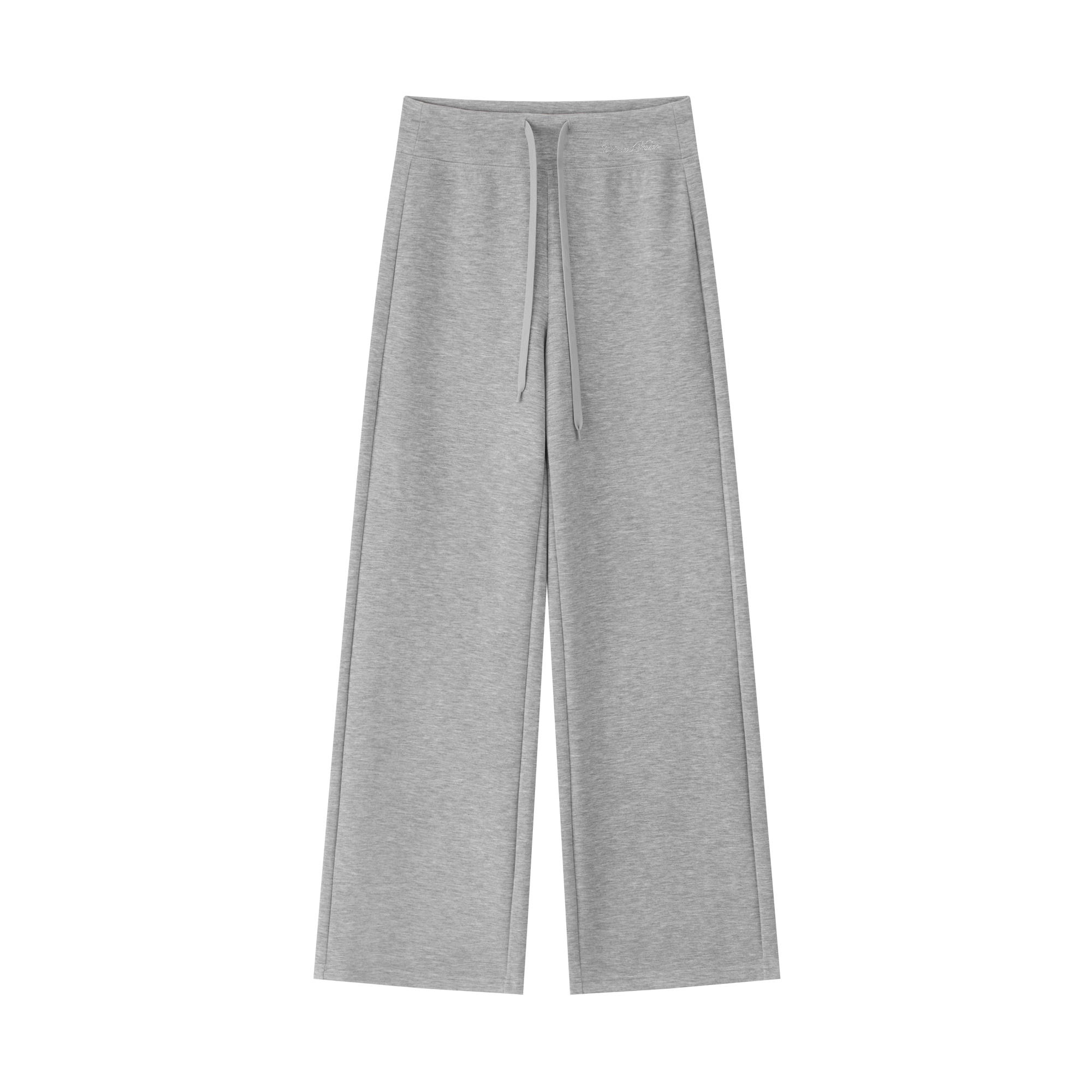 Grey Airy Wide Waist Straight Leg Trousers