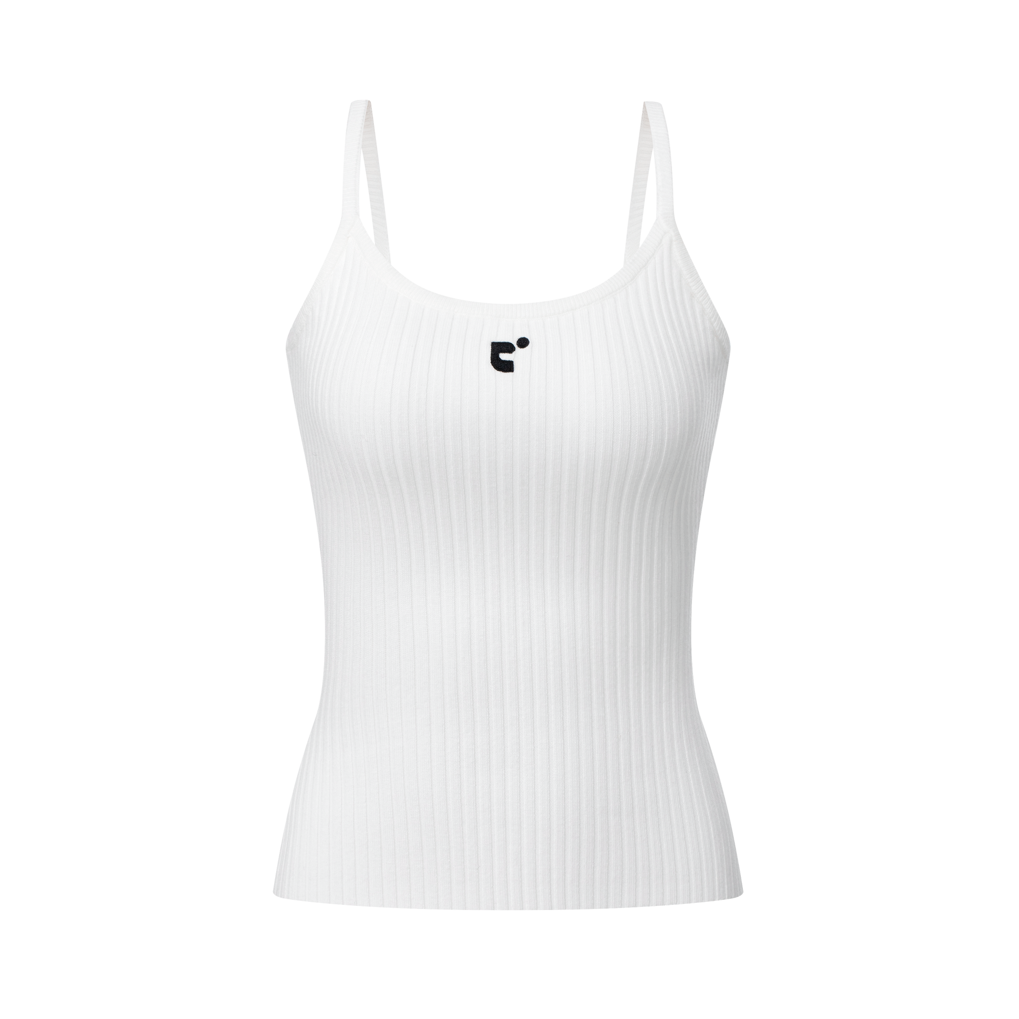 White Trendy Elastic Stripe Embroidered Camisole