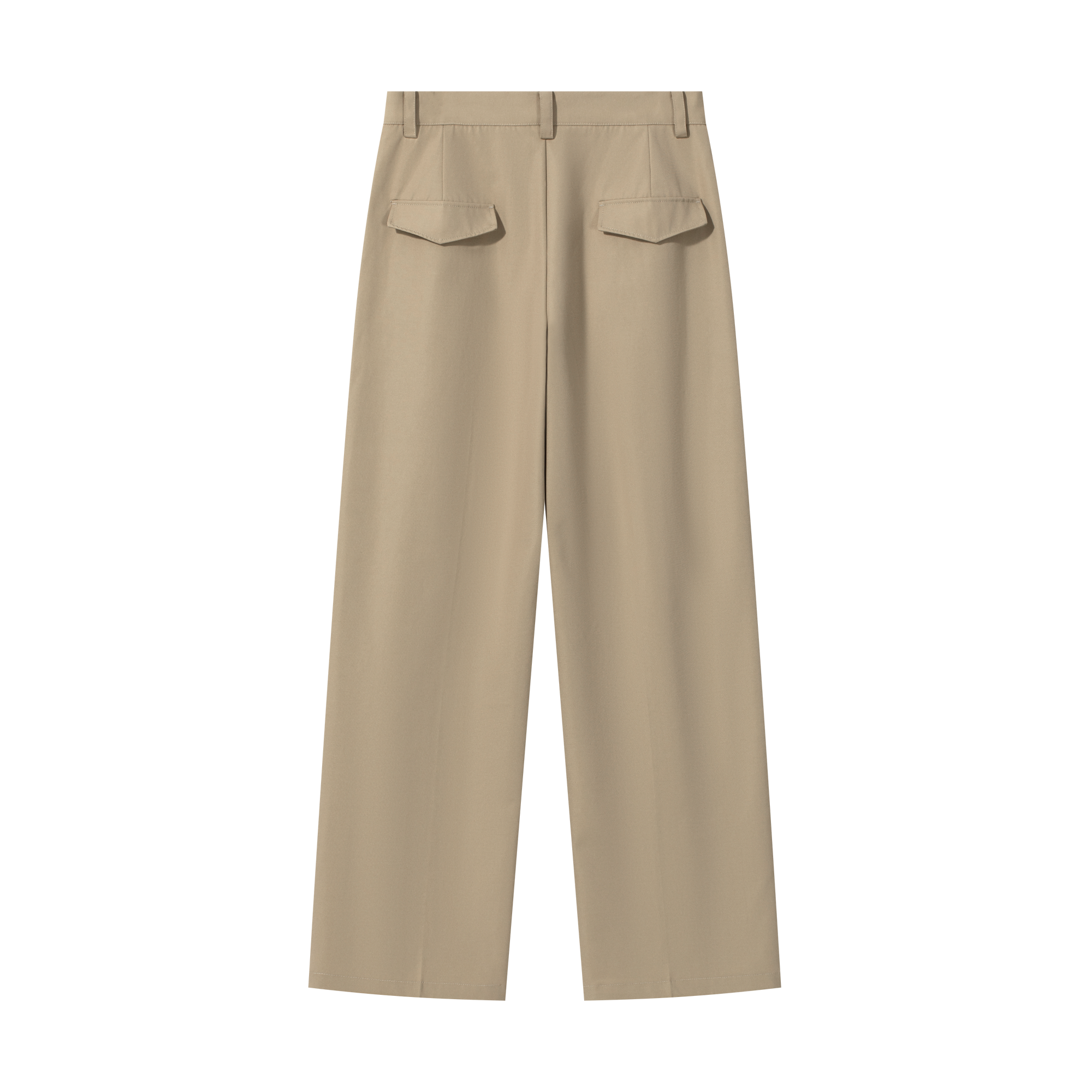 Khaki Acetate Wool Slightly Tapered Casual Trousers
