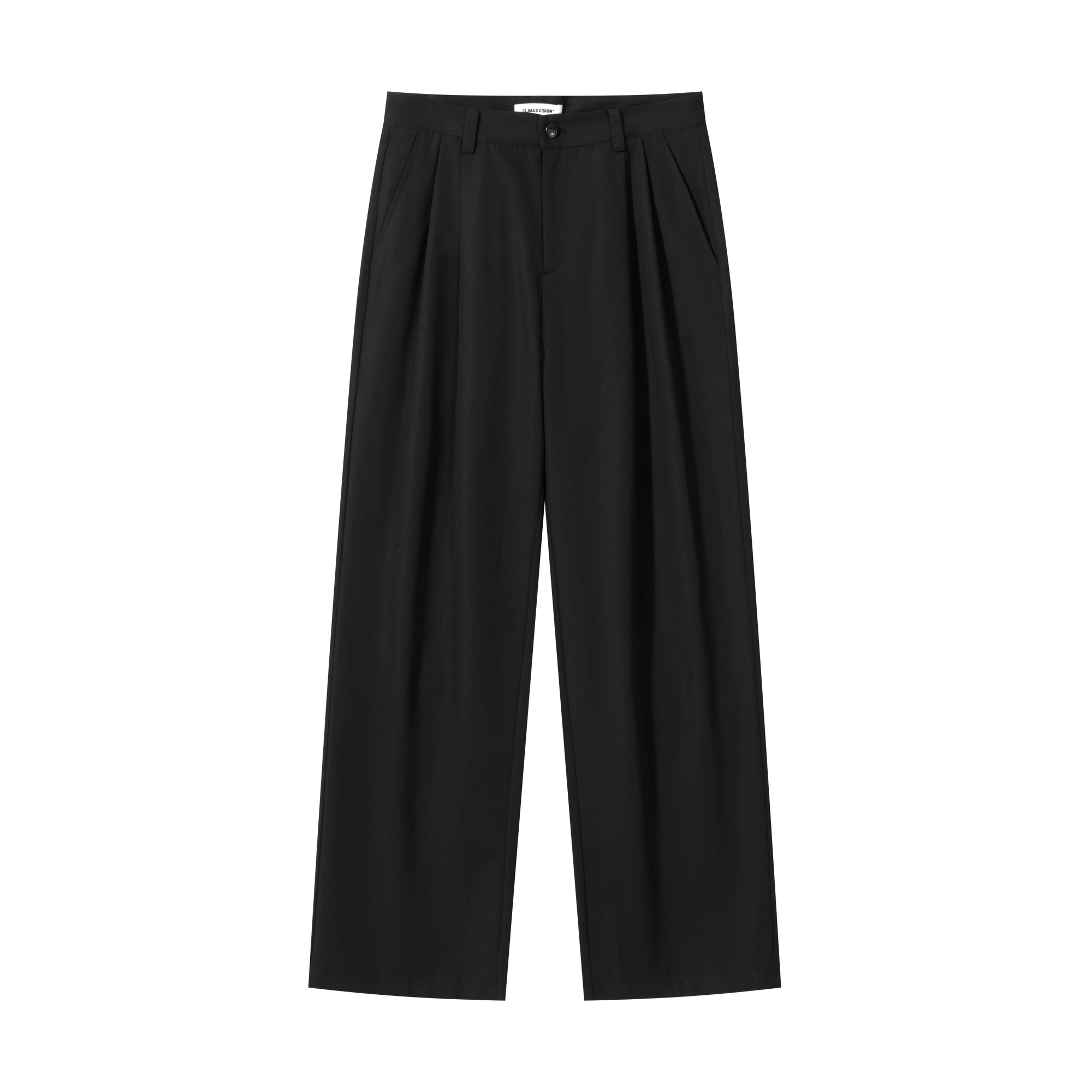 Black Acetate Wool Slightly Tapered Casual Trousers