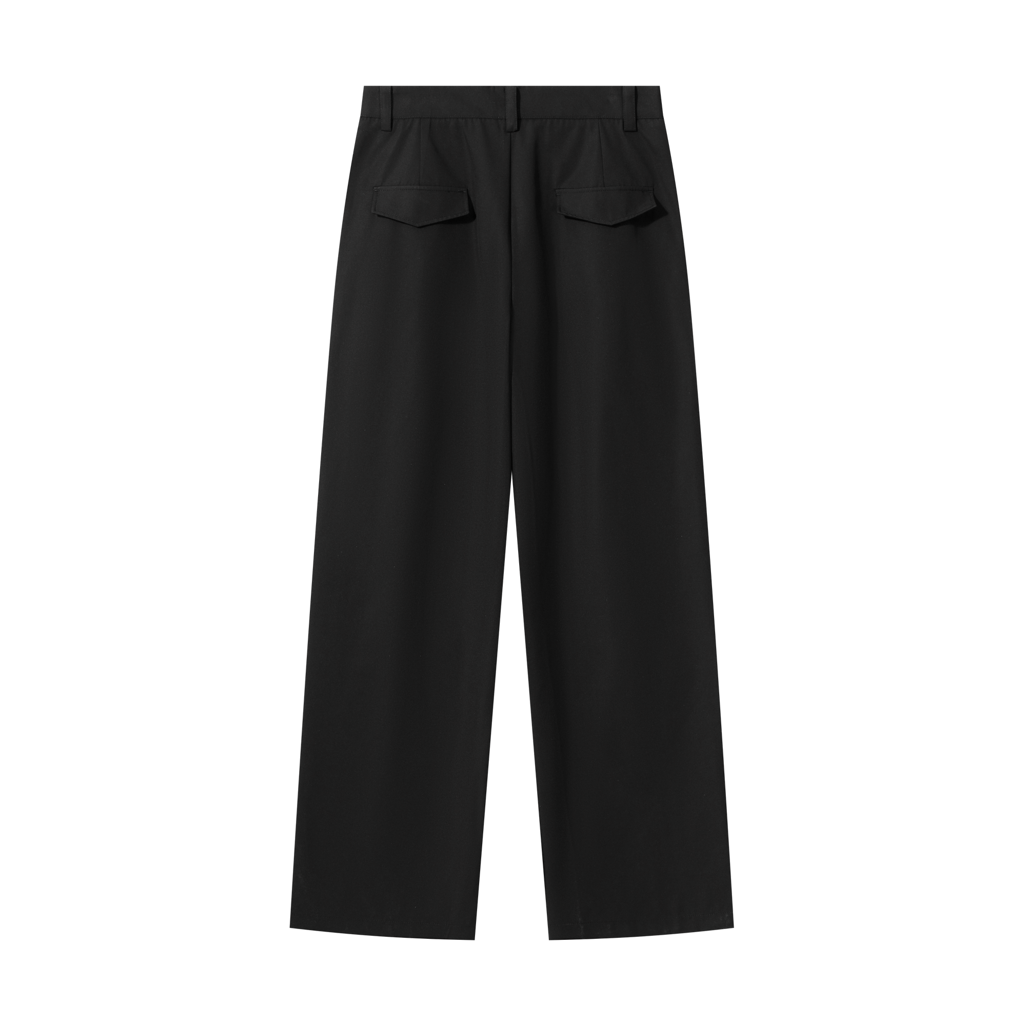 Black Acetate Wool Slightly Tapered Casual Trousers