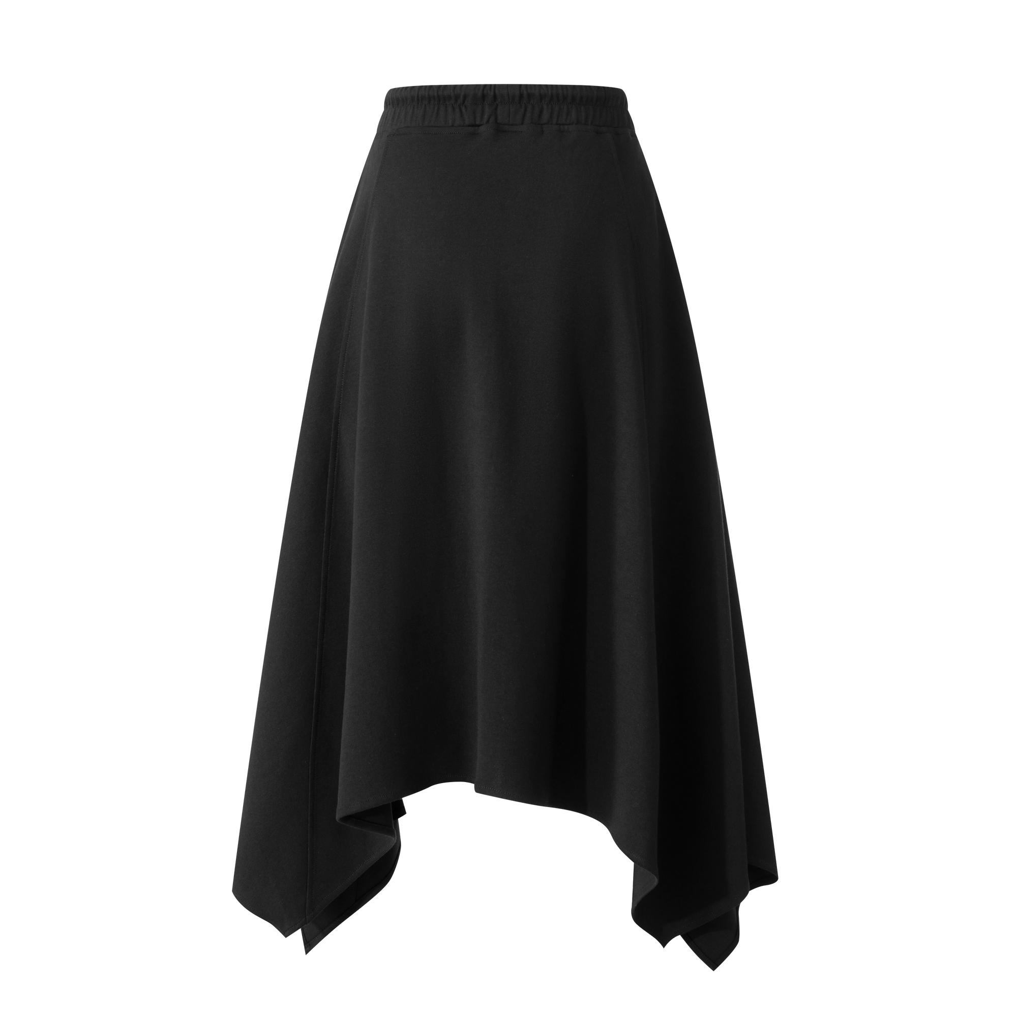 Irregular Cut Elastic Drawstring Pocket Midi Dress In Black