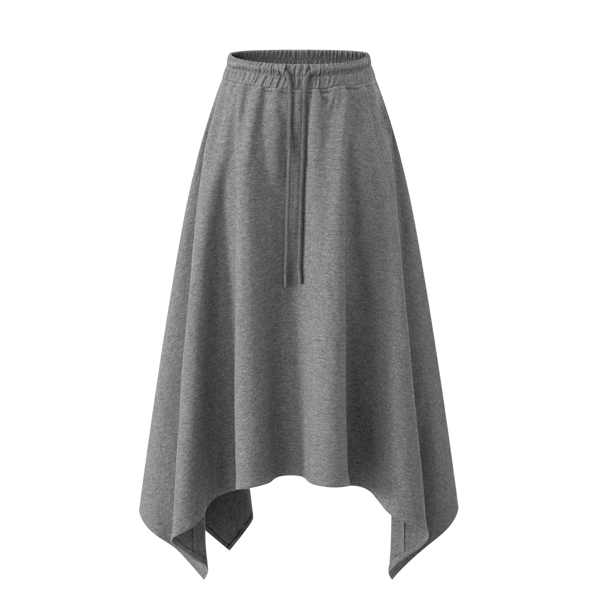 Irregular Cut Elastic Drawstring Pocket Midi Dress In Gray
