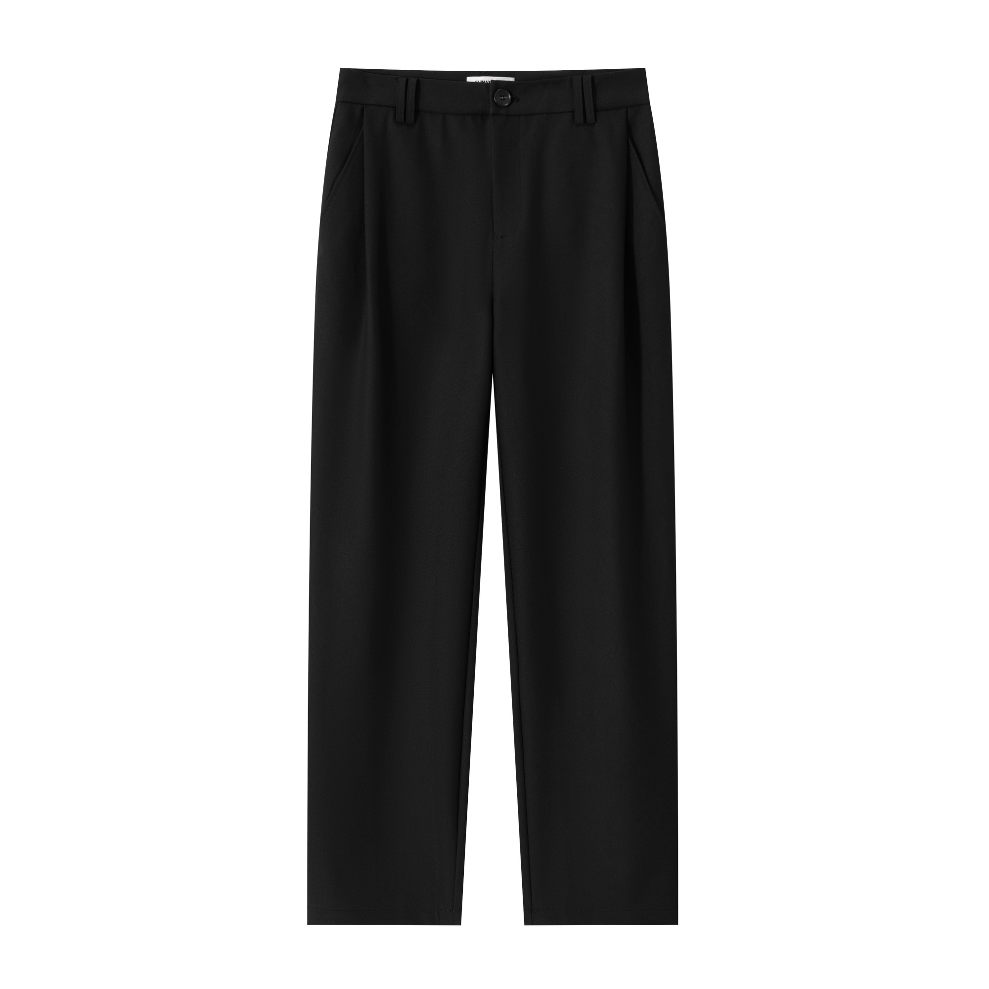 Black 3D Pleated Twill Casual Straight Trousers