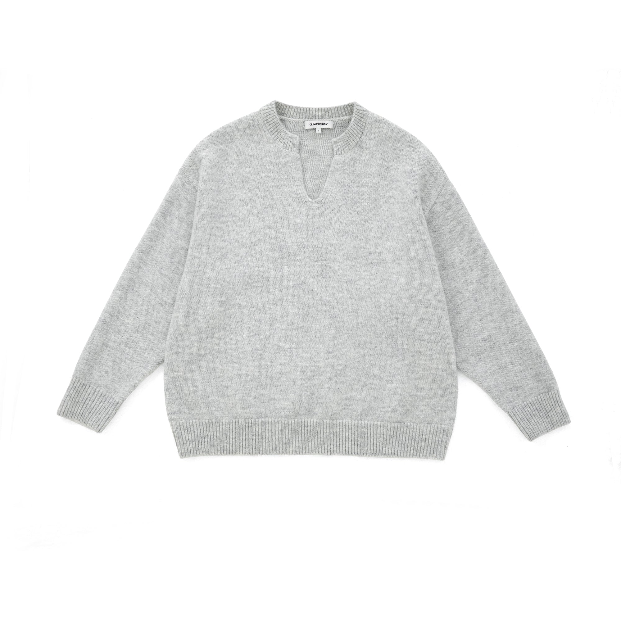 Grey Simple Lazy Style V-Neck Wool Blend Sweater