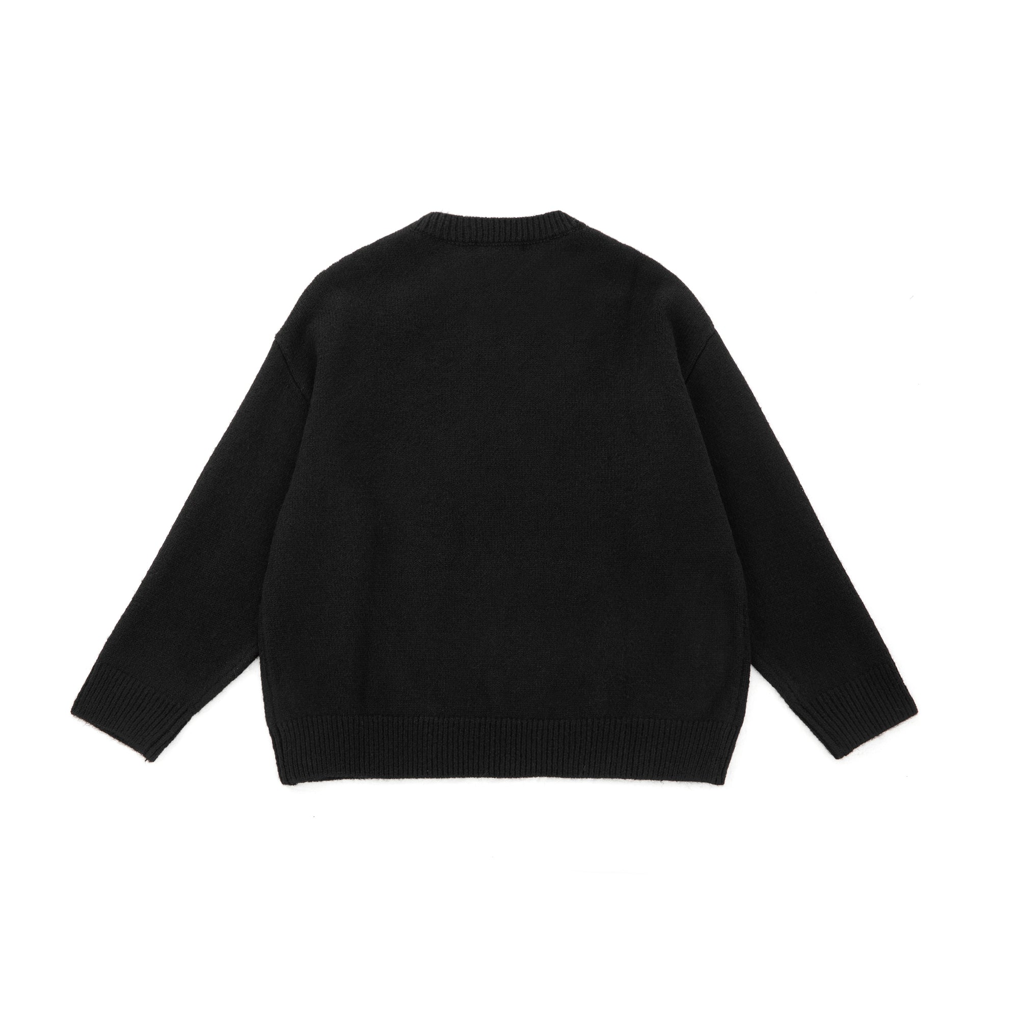 Black Simple Lazy Style V-Neck Wool Blend Sweater