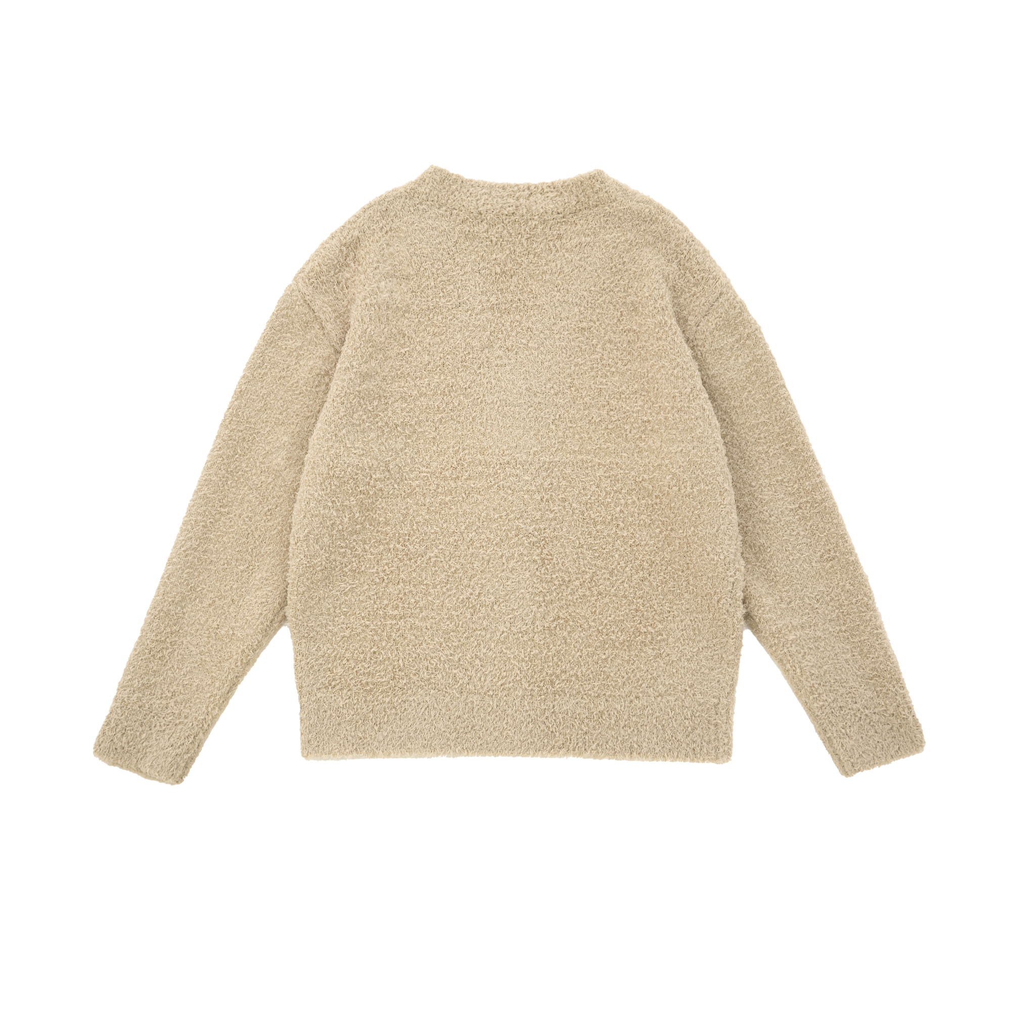 Curly Plush Special Yarn Horn Button Lazy Sweater Jacket In Khaki