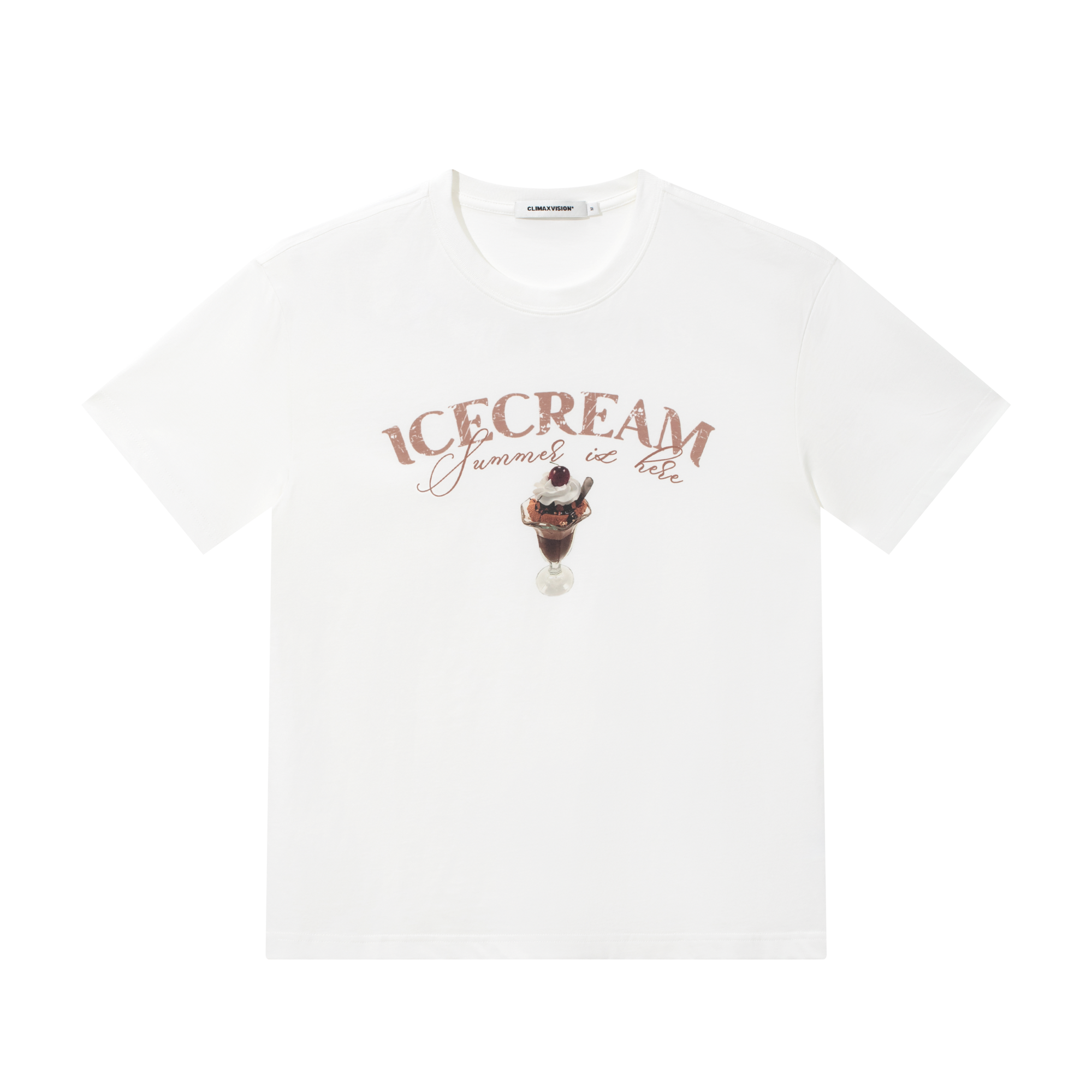 White Ice Cream Fun Print Short Sleeve T-Shirt