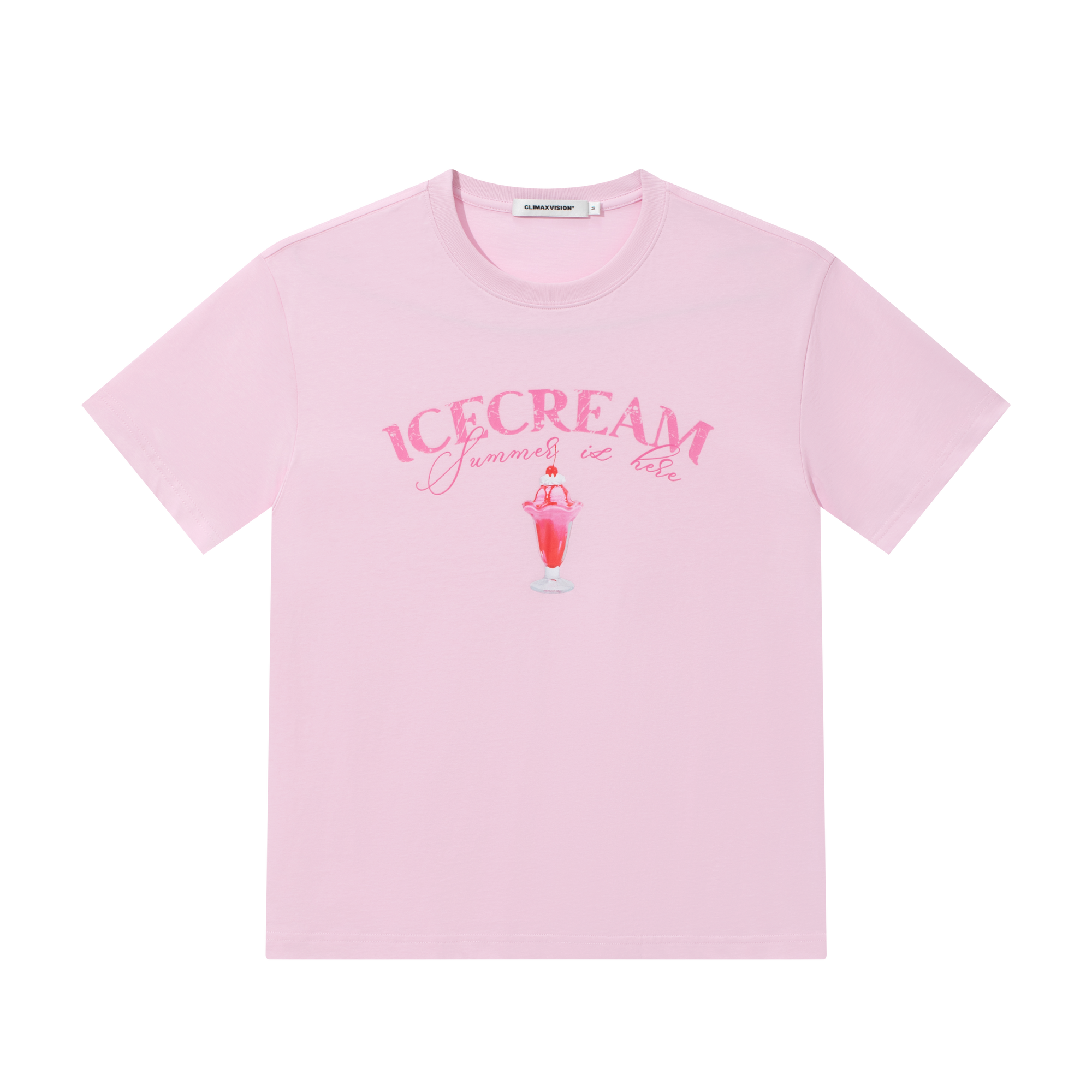 Pink Ice Cream Fun Print Short Sleeve T-Shirt