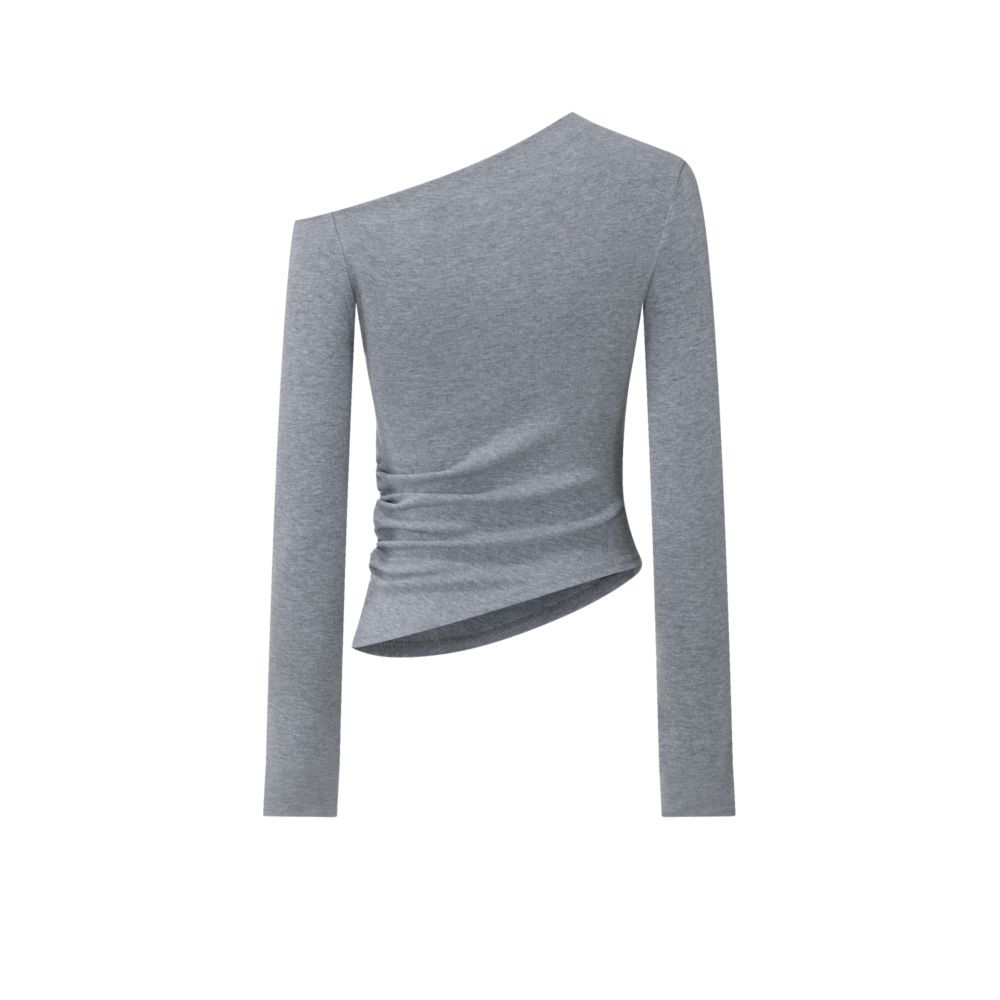 Gray Off-shoulder Irregular Pearl Slim Long Sleeves