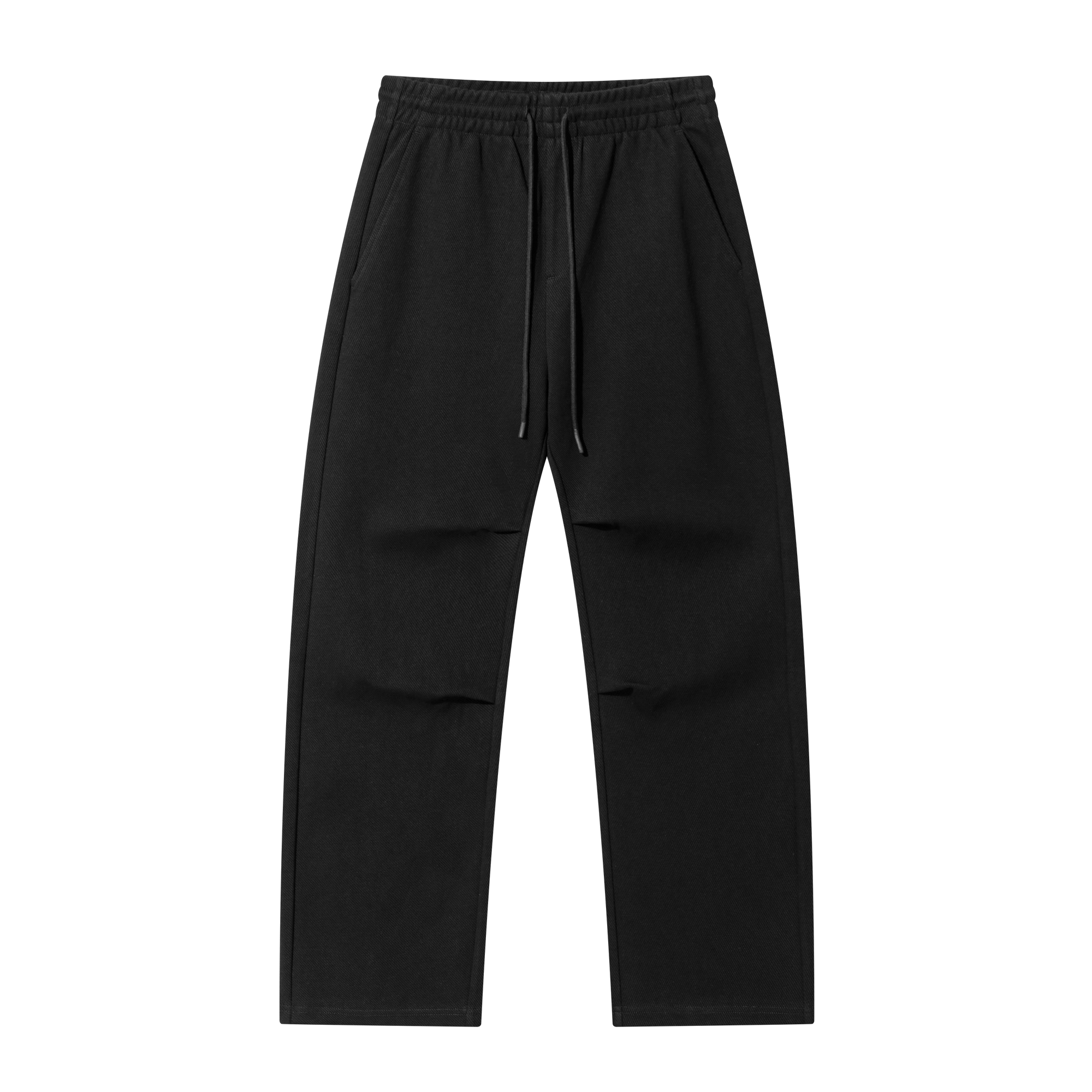 Black Textured Curved Sweatpants