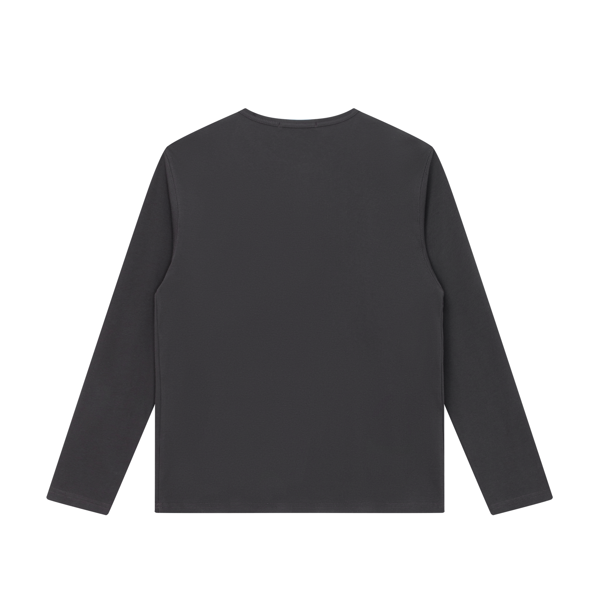 Dark Grey Henley Collar Drape Basic Long Sleeve Tee