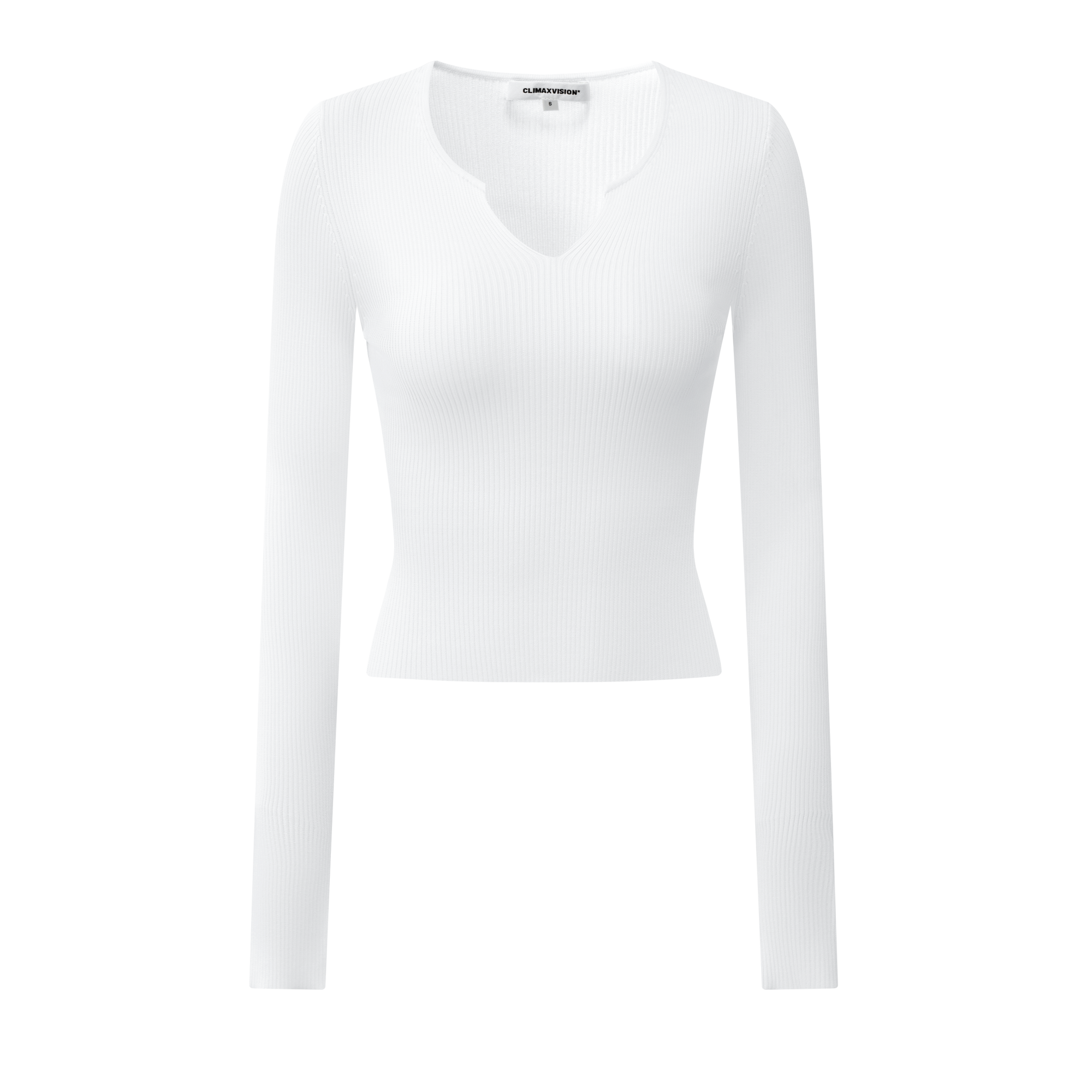 White Small V-neck Slim High Elastic Long Sleeve