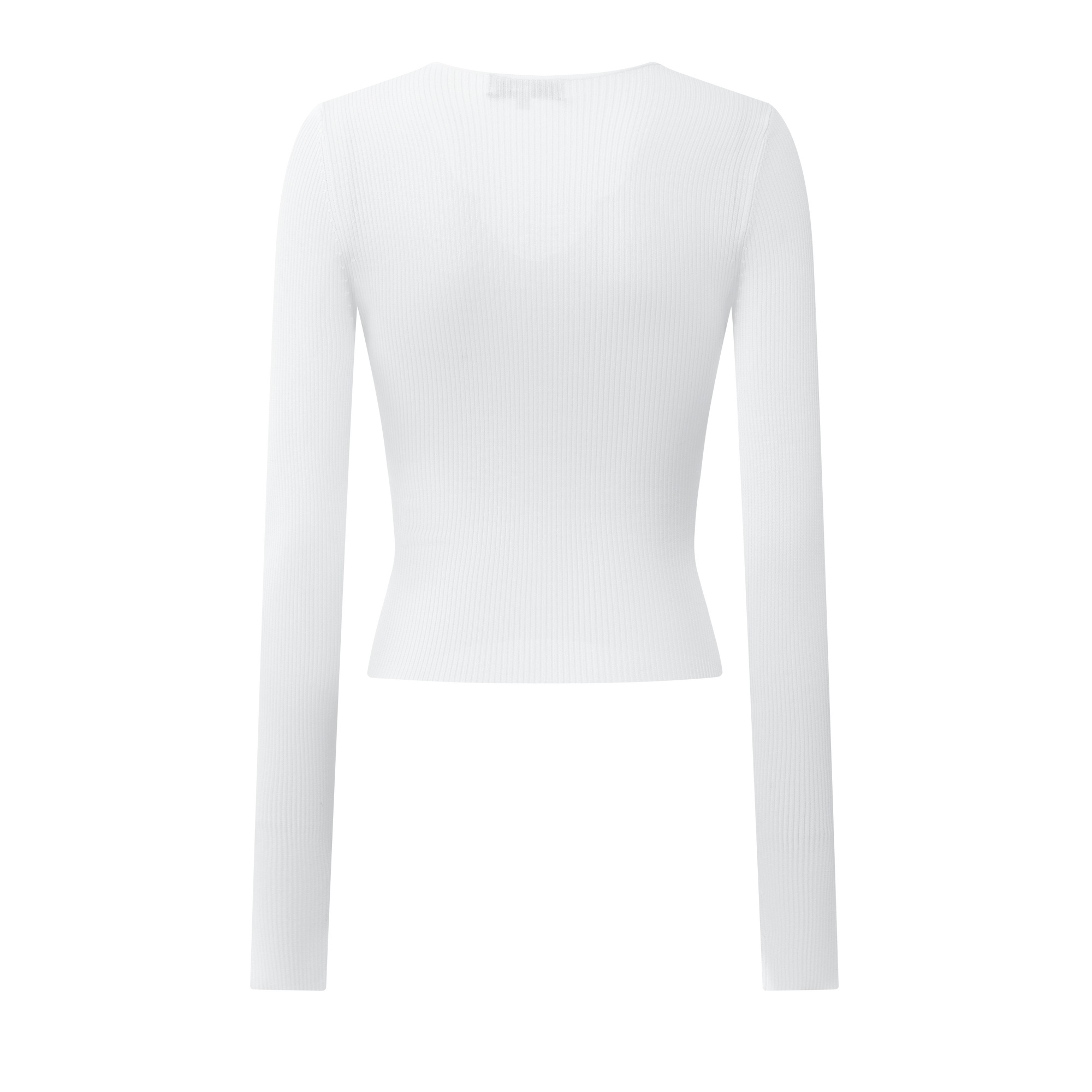 White Small V-neck Slim High Elastic Long Sleeve
