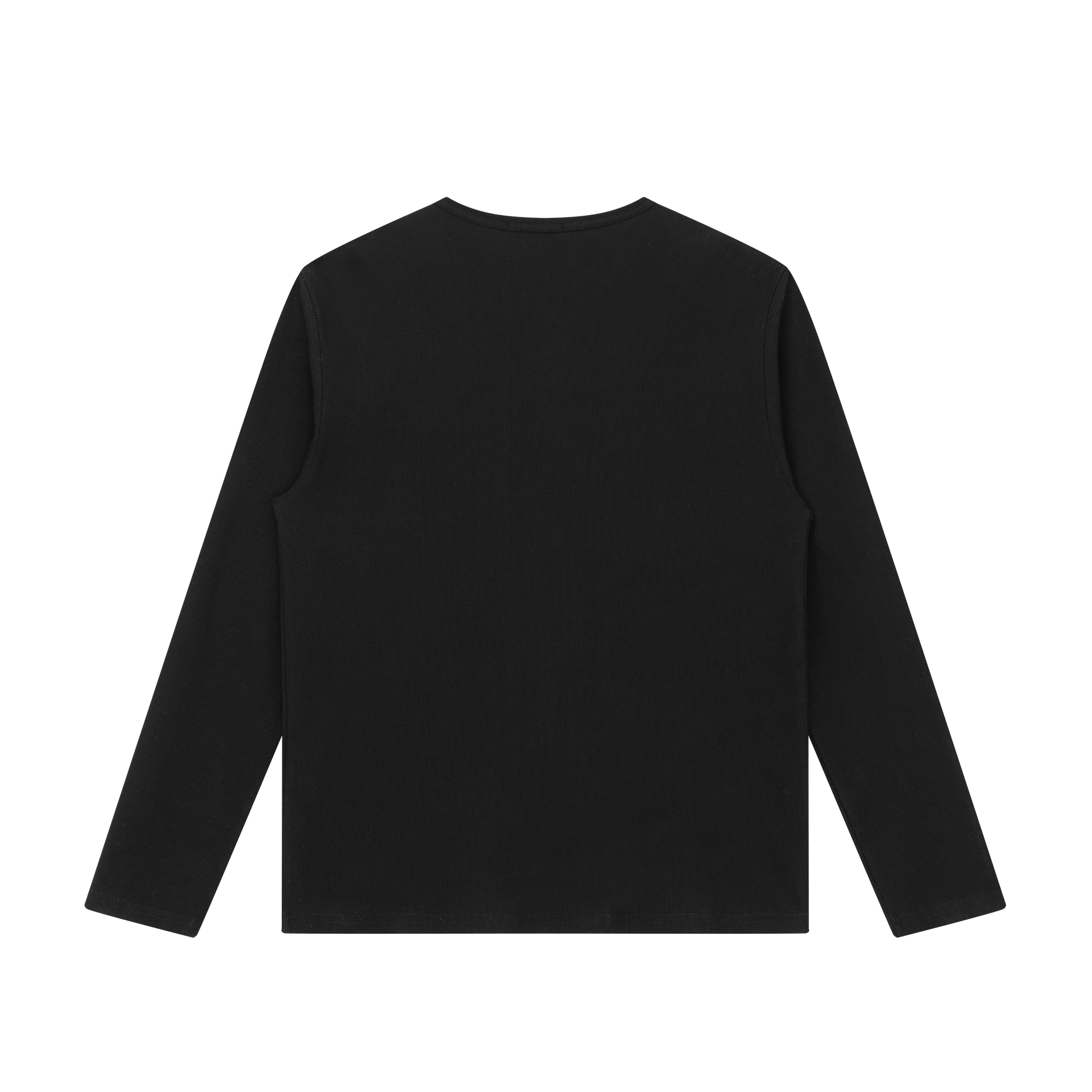 Black Henley Collar Drape Basic Long Sleeve Tee