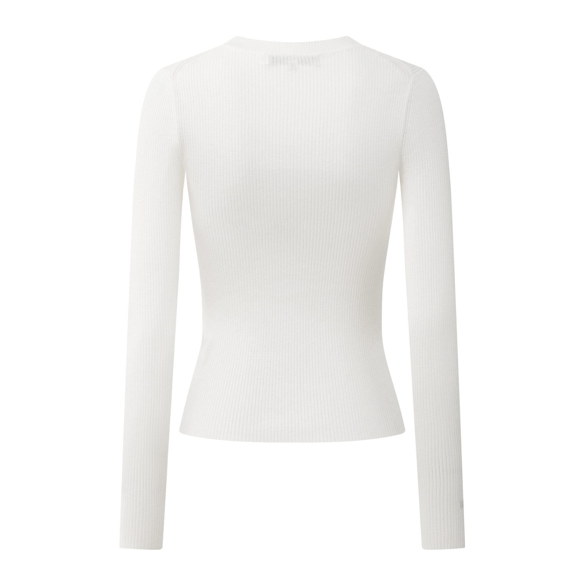 White High Twist Bamboo Yarn U-Neck Striped Slim Fit Knitted Shirt