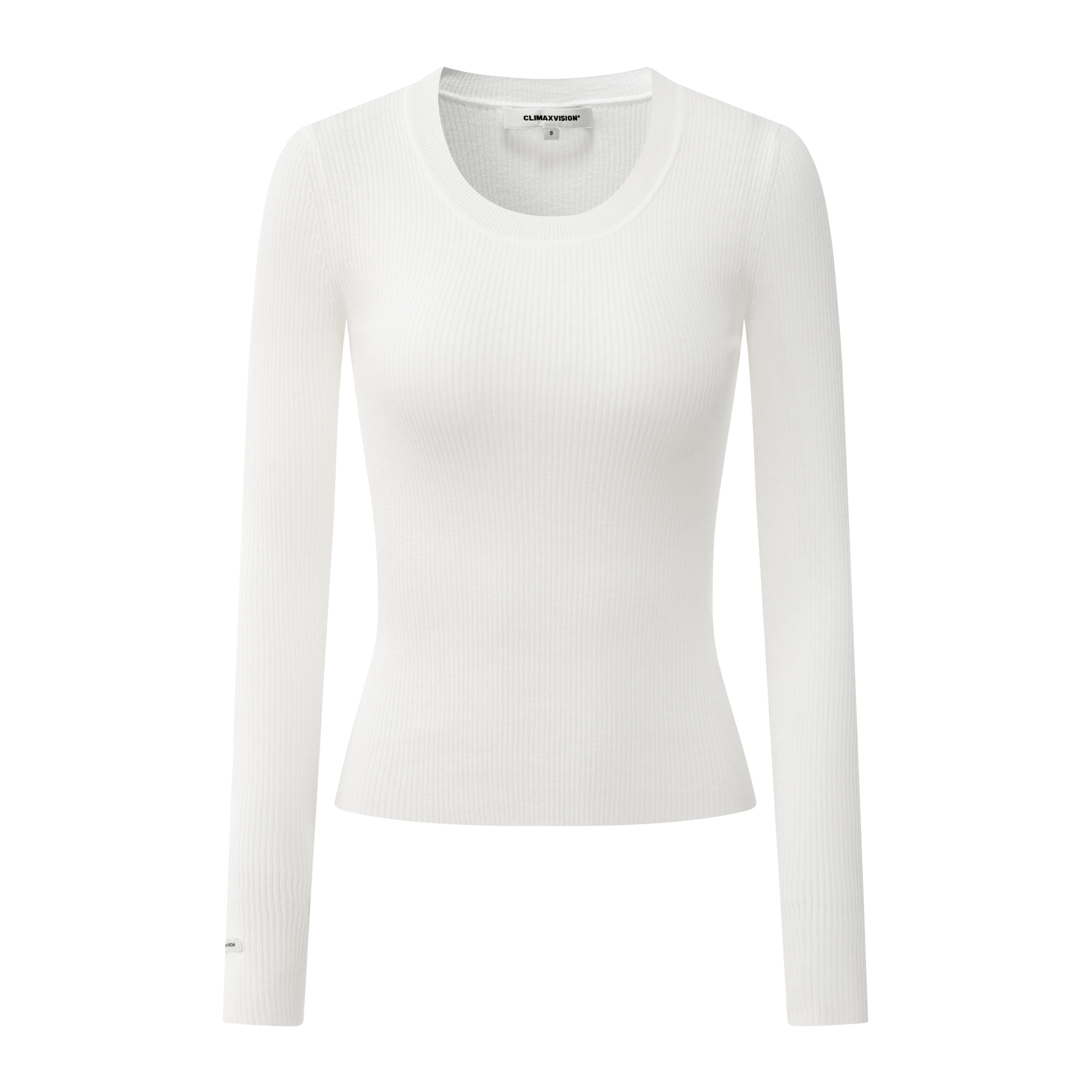 White High Twist Bamboo Yarn U-Neck Striped Slim Fit Knitted Shirt