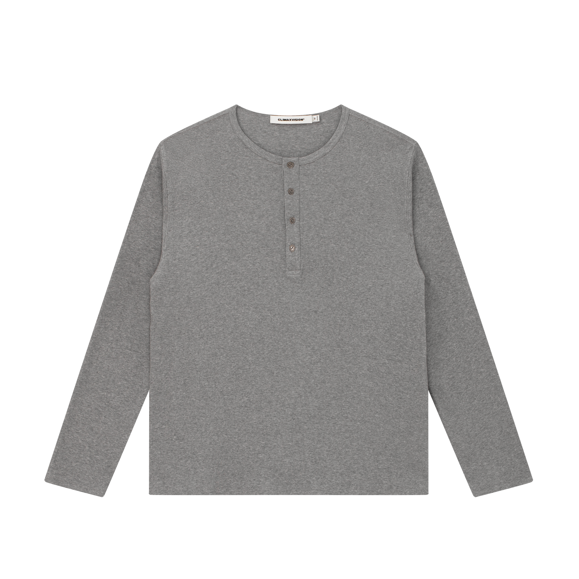 Light Grey Henley Collar Drape Basic Long Sleeve Tee